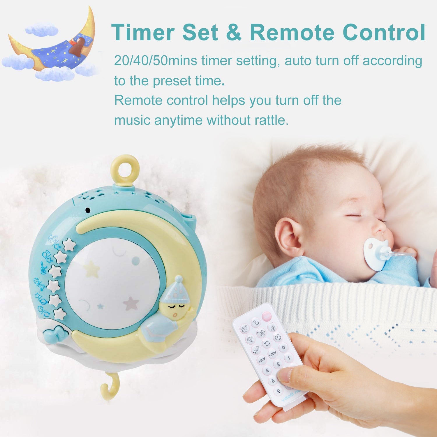 Mobile Star Projection Nursery Light Baby Rattle Toy with Music Box Remote Control Enjoy Online