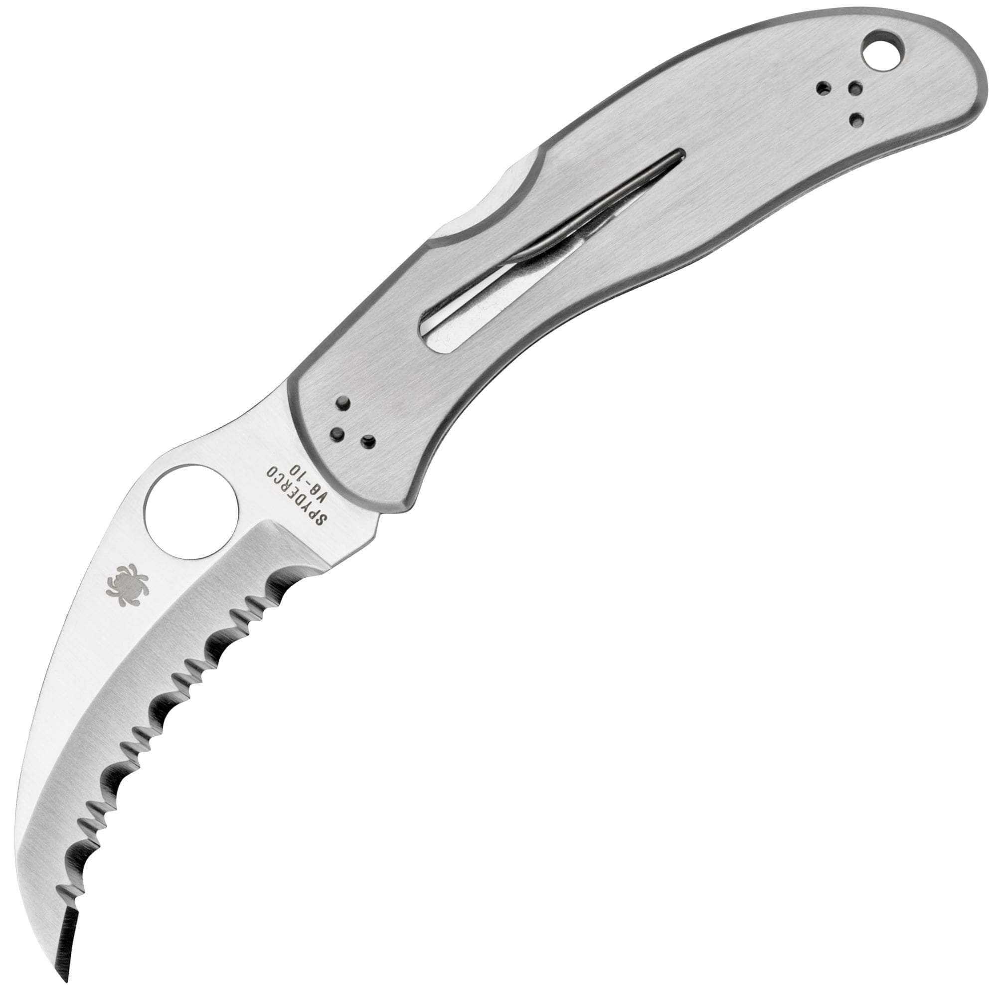 Spyderco Harpy, 2.75 VG10 Serrated Blade, Stainless Steel Handle - C08S 2025 Unisex For Sale