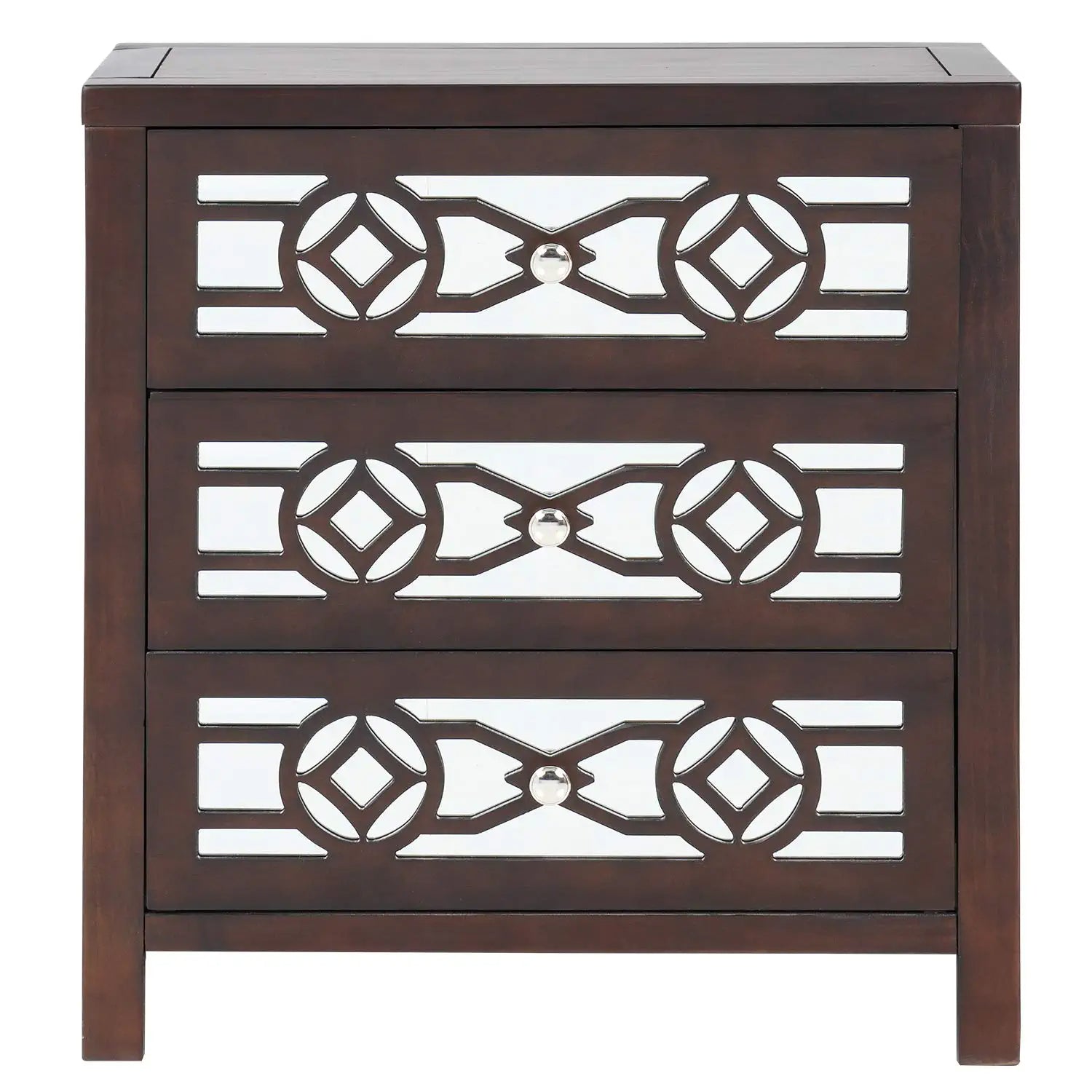 Mirrored Carved Pattern Modern Gold Finish Bedroom Nightstand Sale With Mastercard