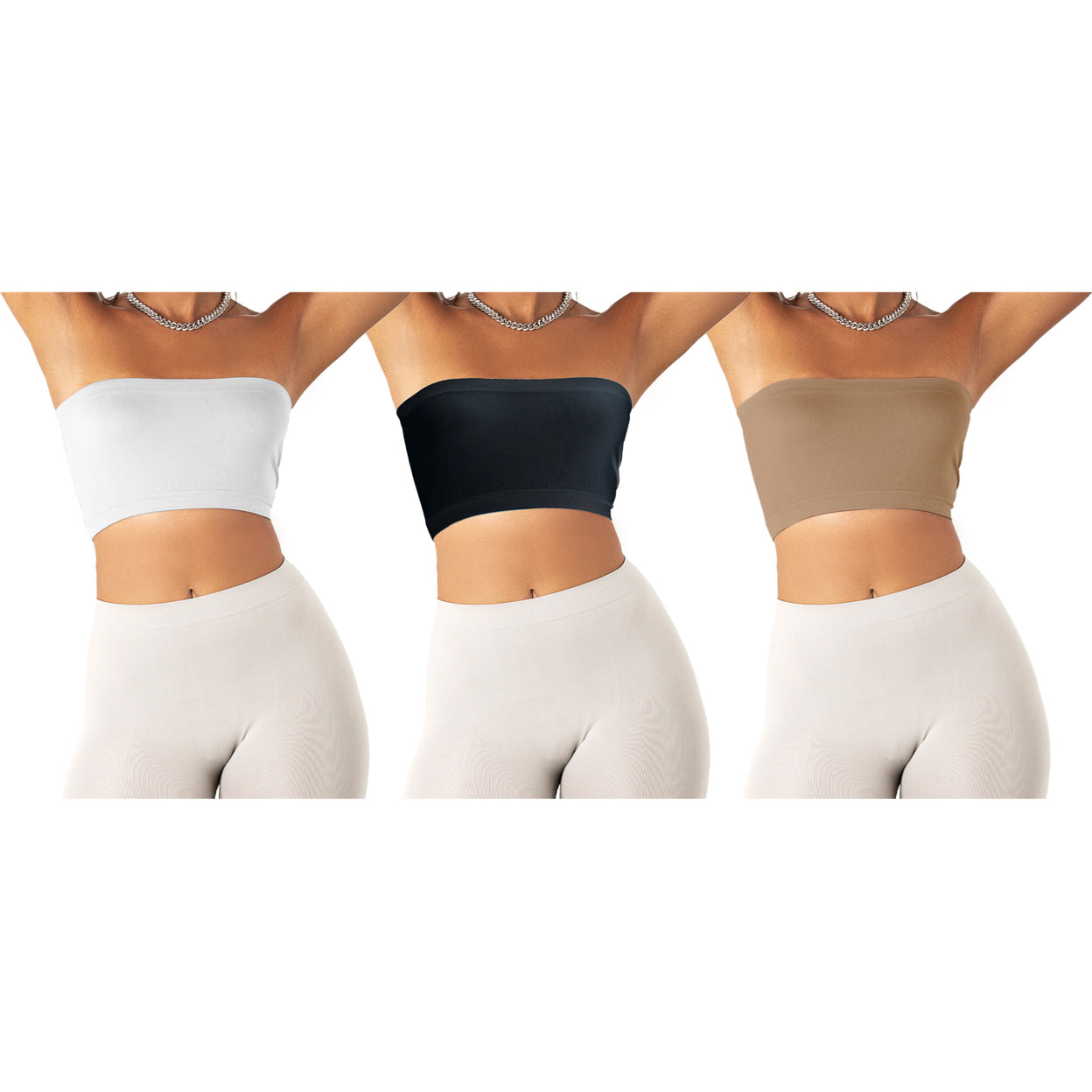 3-Pack: Women's Seamless Strapless Bandeau Crop Tube Top Bra Bralettes Sale Reliable