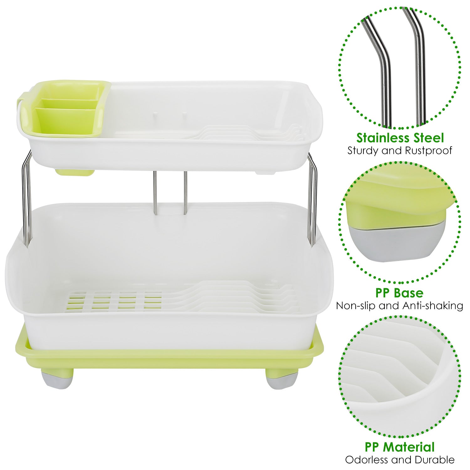 2-Tier Dish Drying Rack Cutlery Drainer Free Shipping Finishline