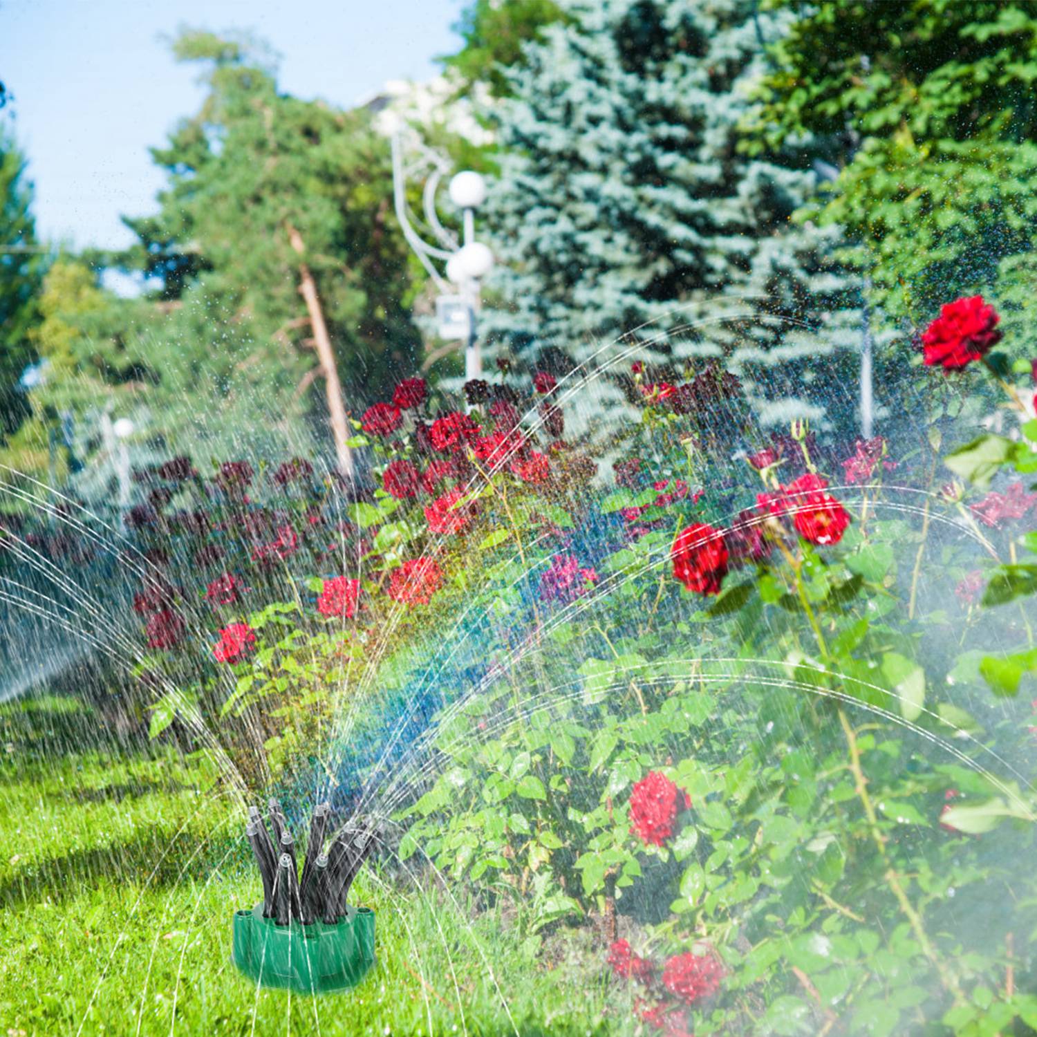 360° Flexible Lawn Sprinkler Automatic 12 Tubes Garden Water Irrigation Sprayers Outlet Explore