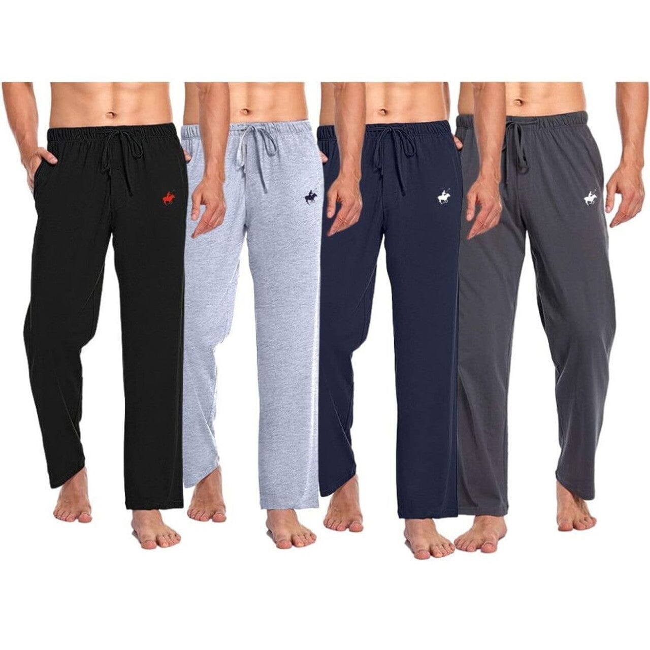 4-Pack: Pacific Polo Club Men's Cotton Lounge Pants with Pockets Quality Original