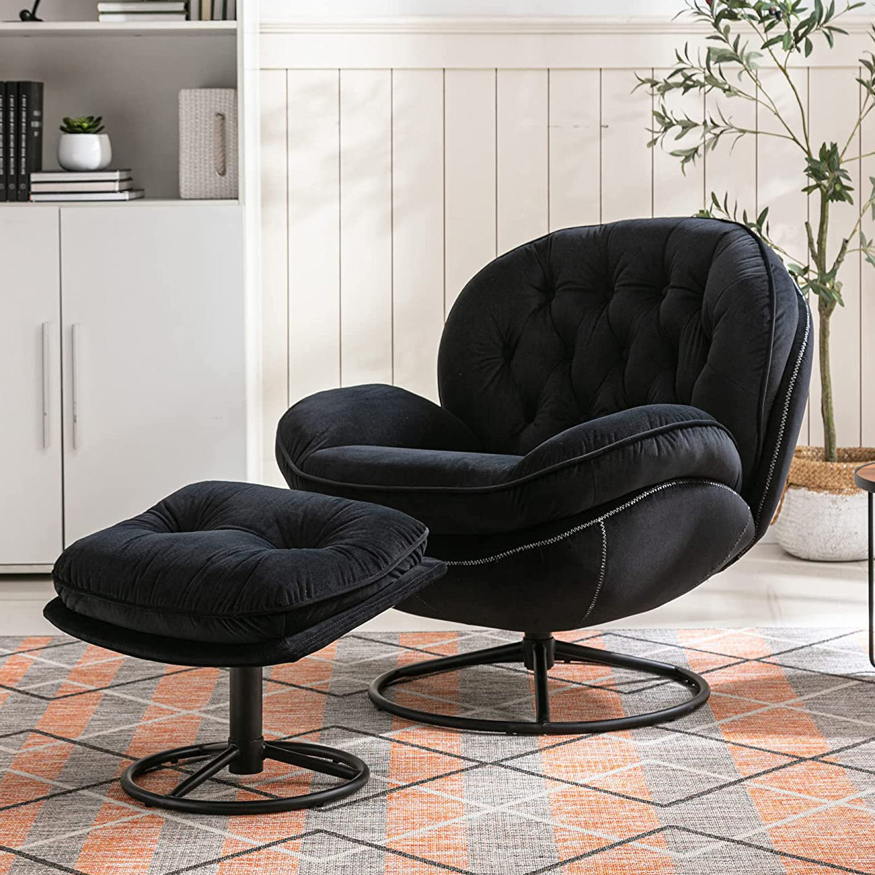 Velvet Swivel Accent Chair with Ottoman Set Cheap Sale Reliable