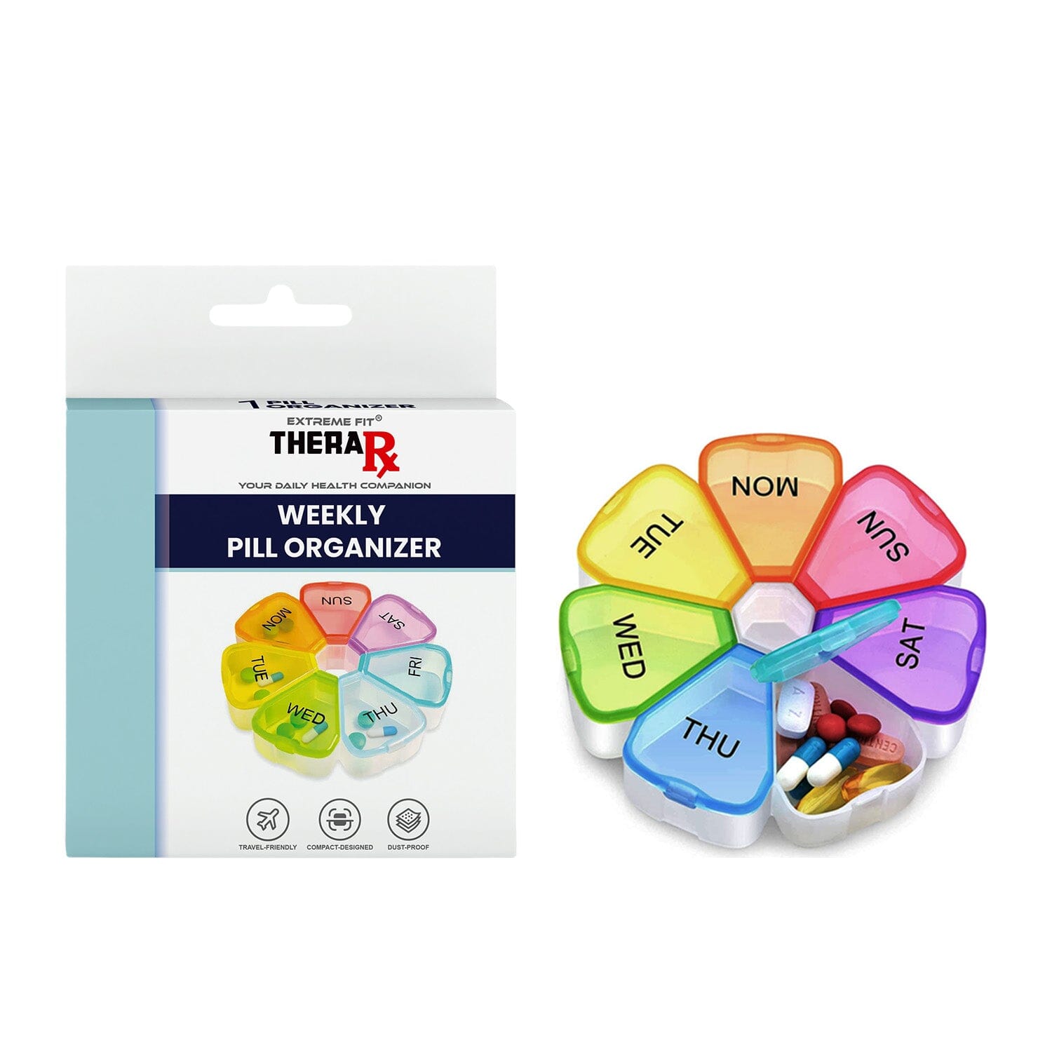 Colorful 7 Day Pills And Vitamins Organizer With Large Compartments Free Shipping Low Pice