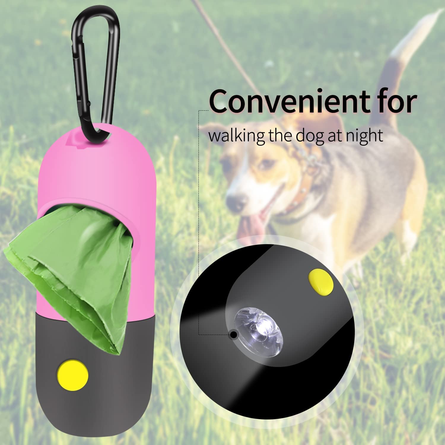 2-Pack: Dog Poop Bag Dispenser with Built-in LED Flashlight With Mastercard