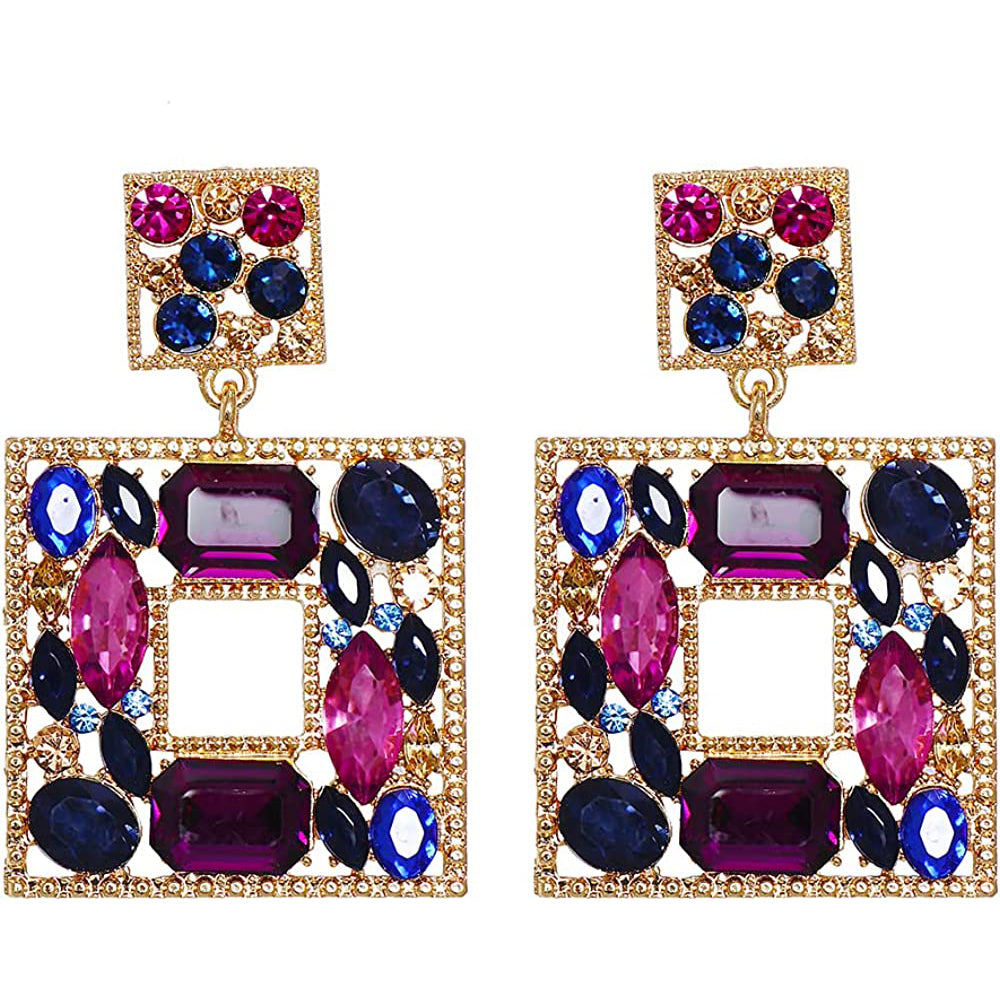 Rhinestone Square Drop Earrings Official For Sale