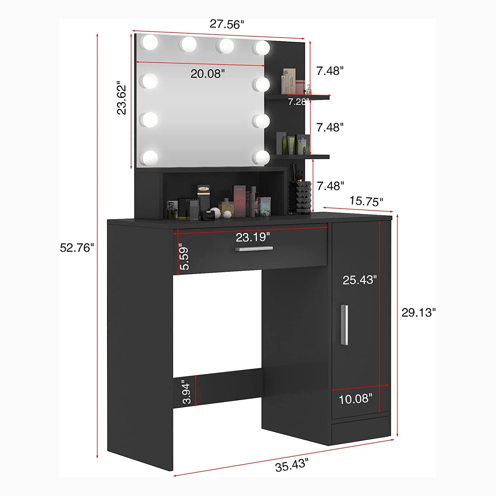 Rectangular Makeup Table with Mirror Big Sale Cheap Online