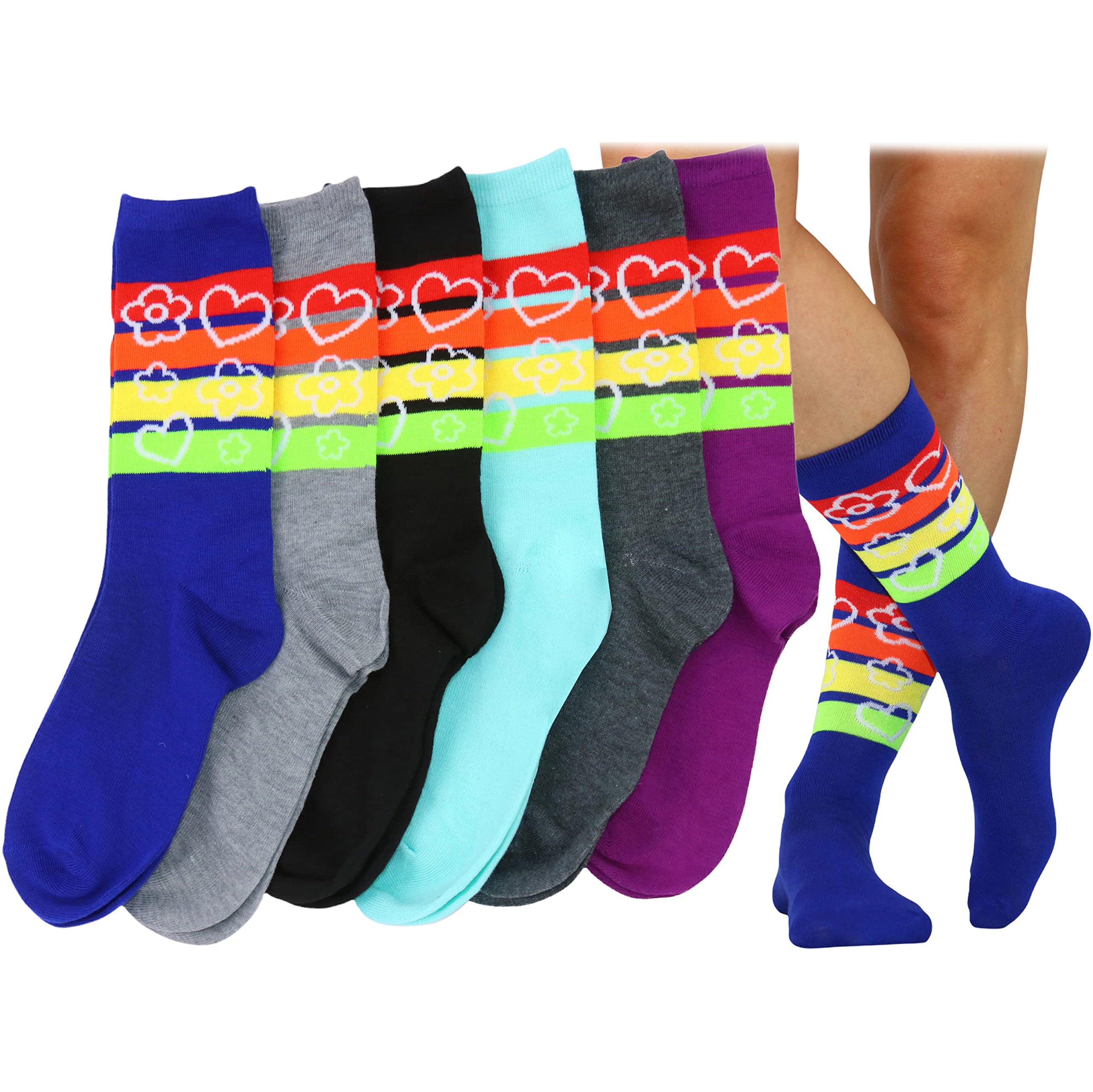 6-Pack: ToBeInStyle Women's Fashion Printed Crew Socks Online For Sale