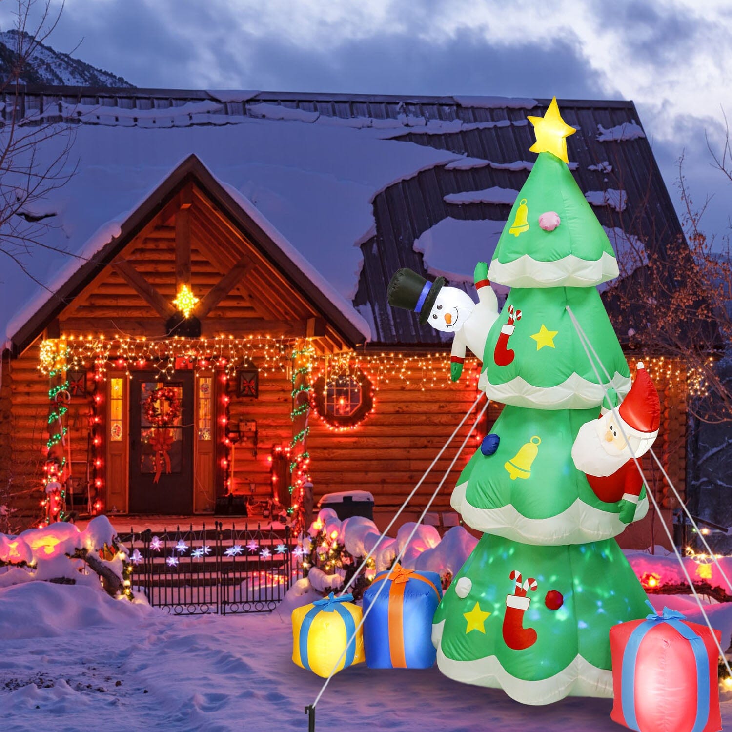 Christmas Tree Inflatable Decoration with LED Light Built-in Air Blower Discount Footaction