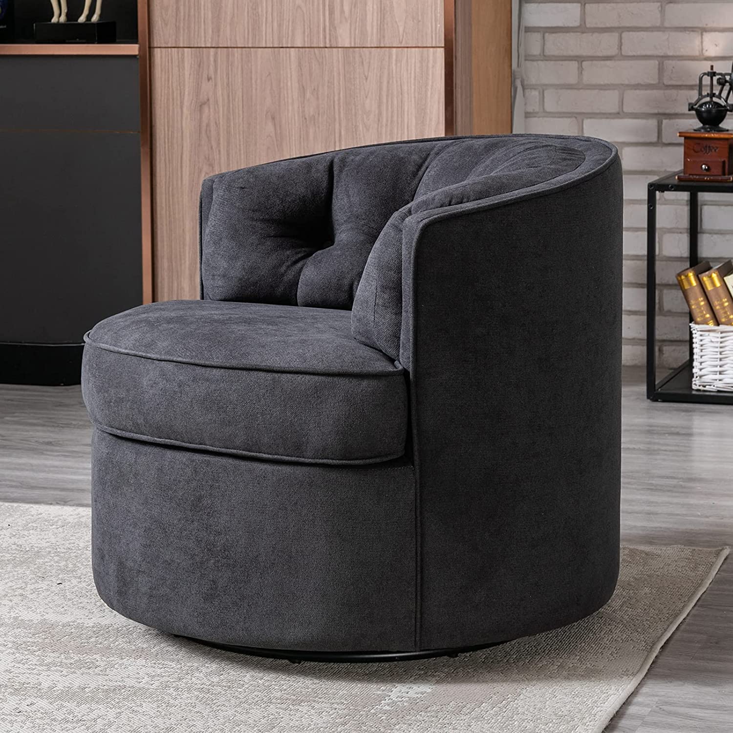 Swivel Accent Linen Fabric Bucket Reading Chair Cheap Wholesale