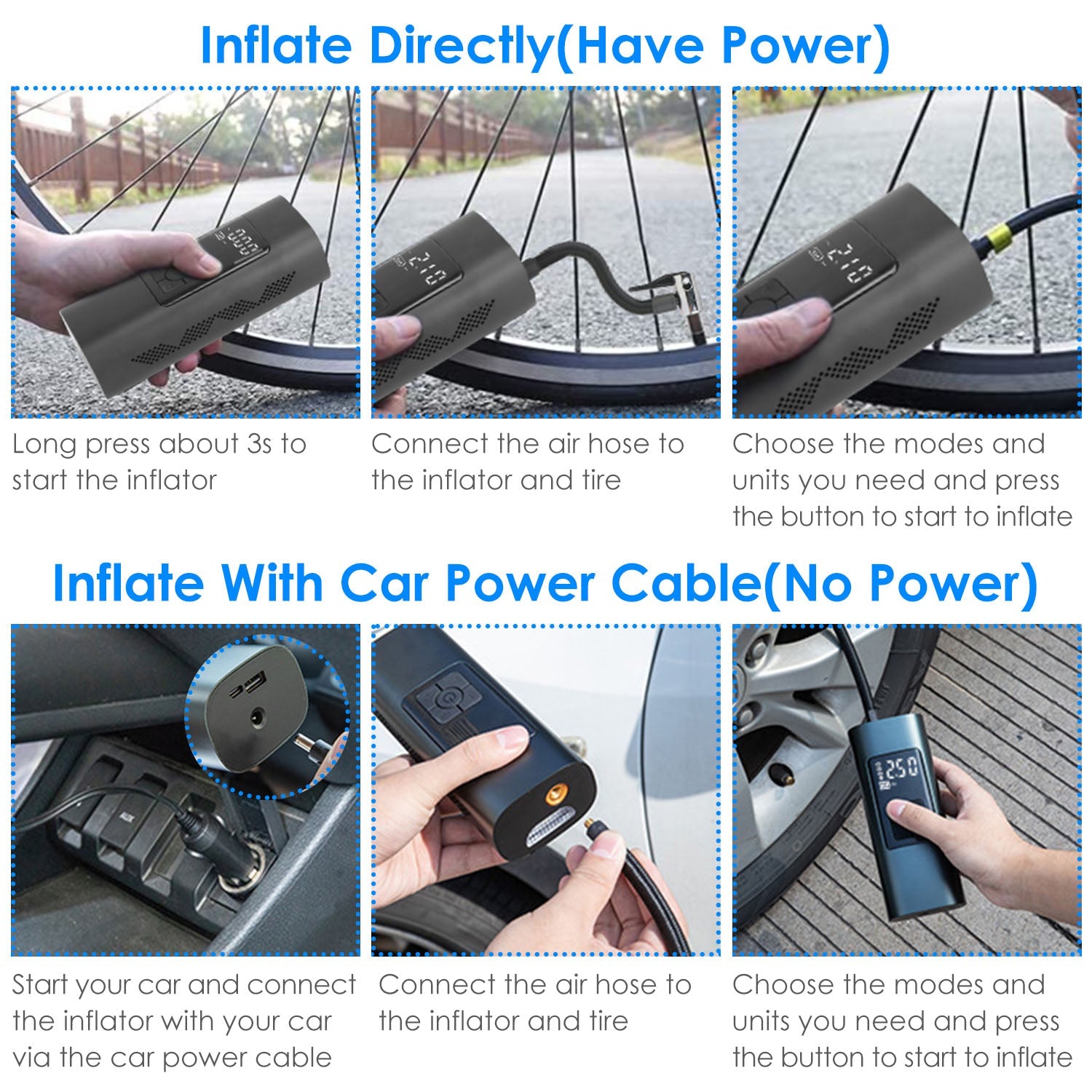 150PSI Cordless Car Tire Pump 6000mAh Rechargeable Tire Inflator Cheap Sale From China