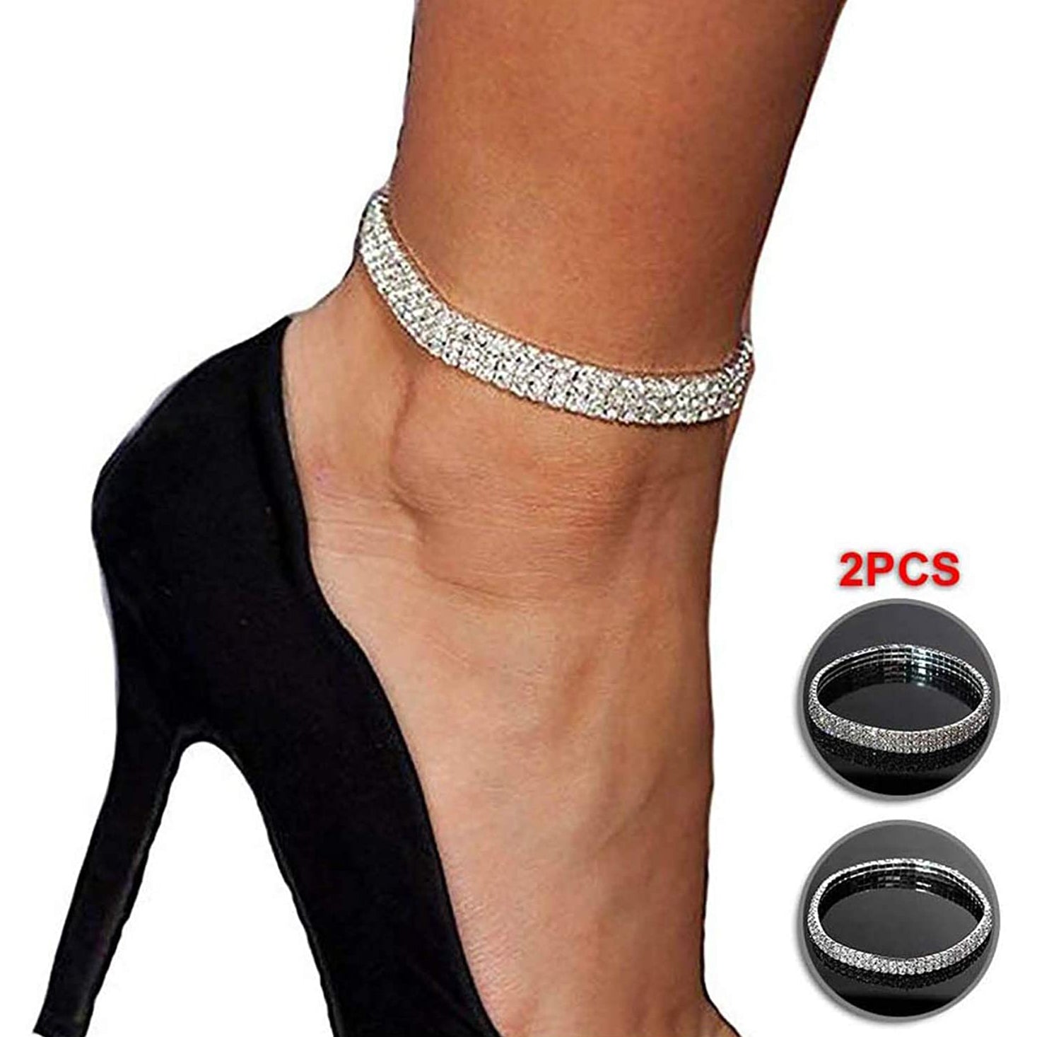 2-Piece: Women's Twinkle Diamond Anklet Buy Cheap Choice