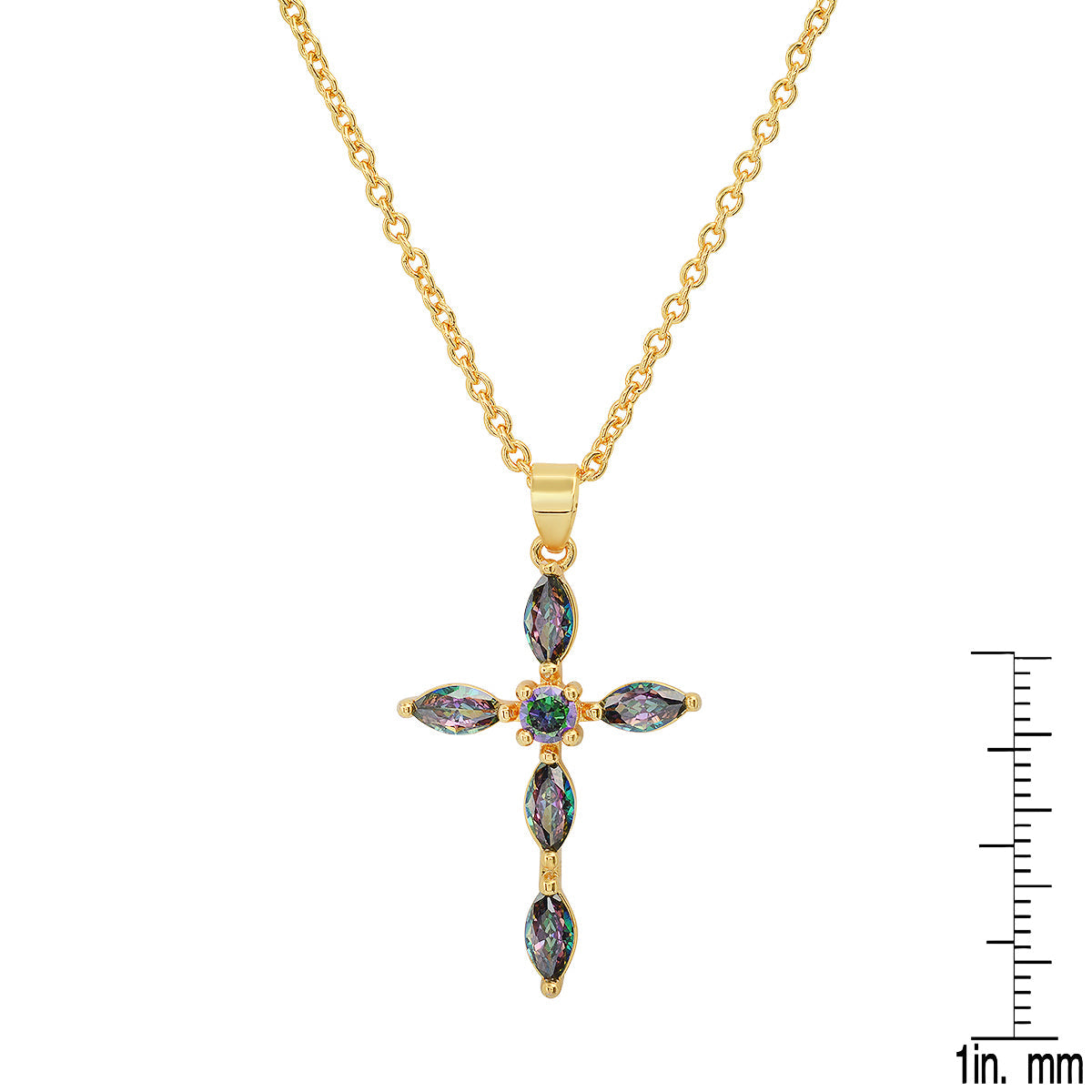Ladies 18k Gold/White Gold Plated Brass Simulated Cross Pendant Sale With Credit Card