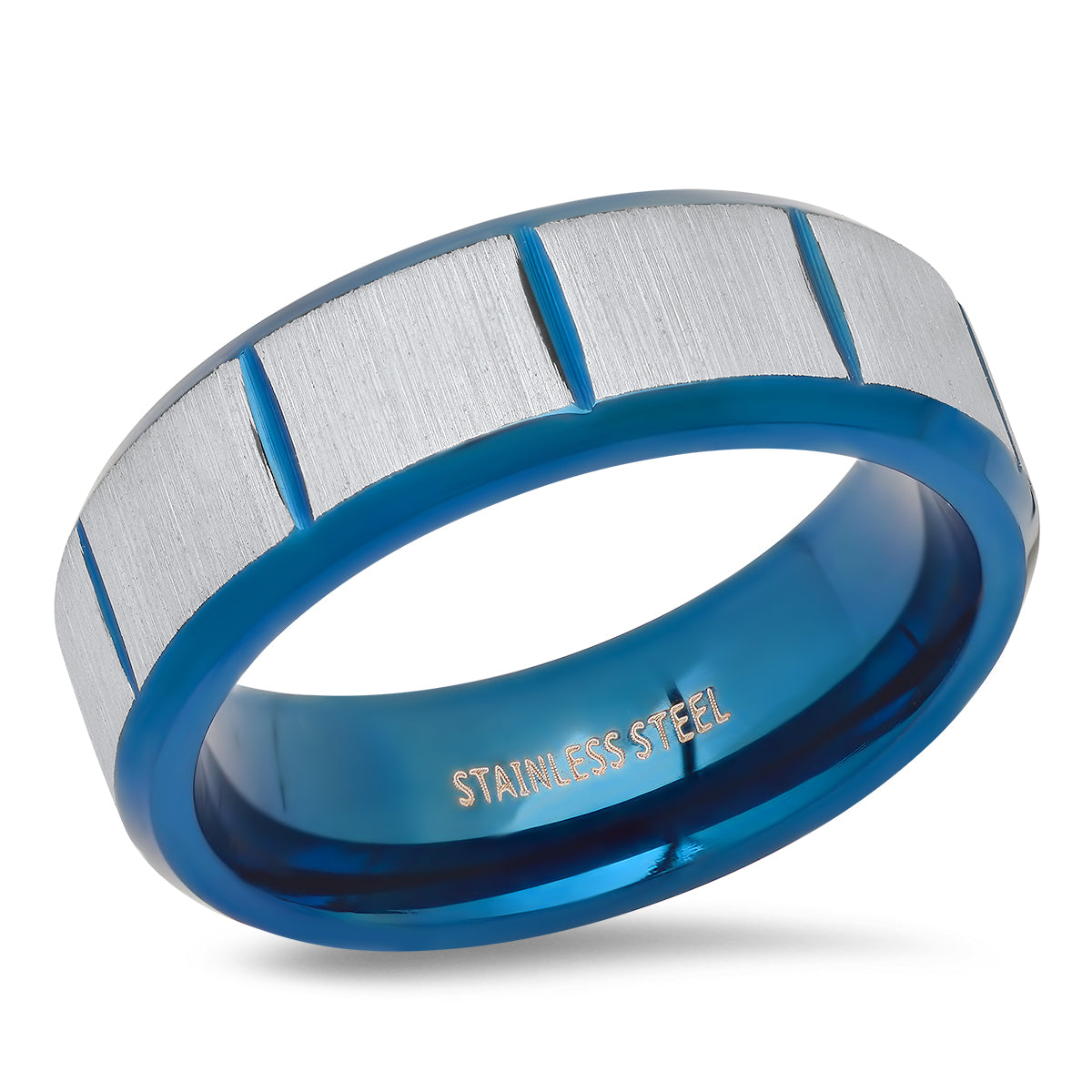 Men's Two Tone Blue IP and Stainless Steel Ring Clearance Nicekicks