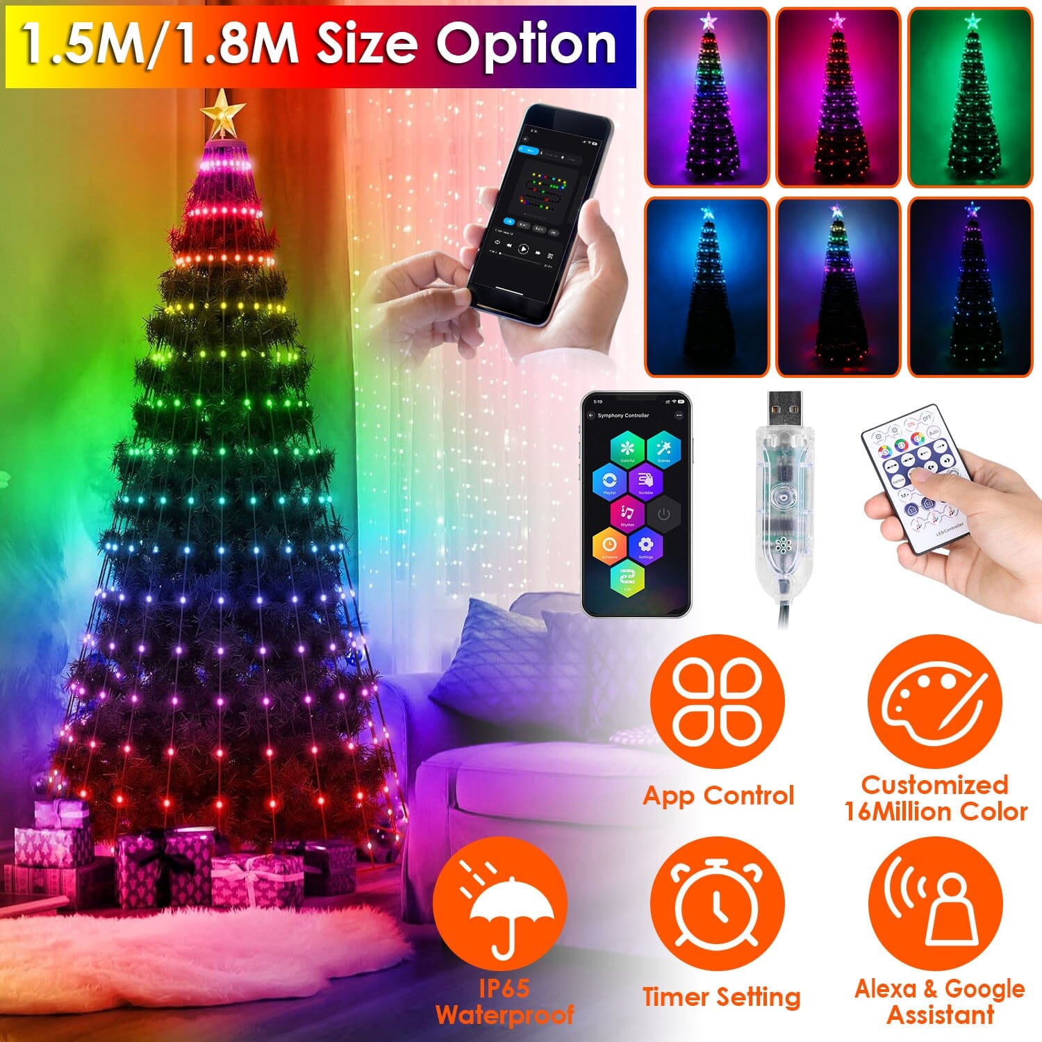 LED Lights Collapsible Christmas Tree Light with Remote App Control High Quality Cheap Pice