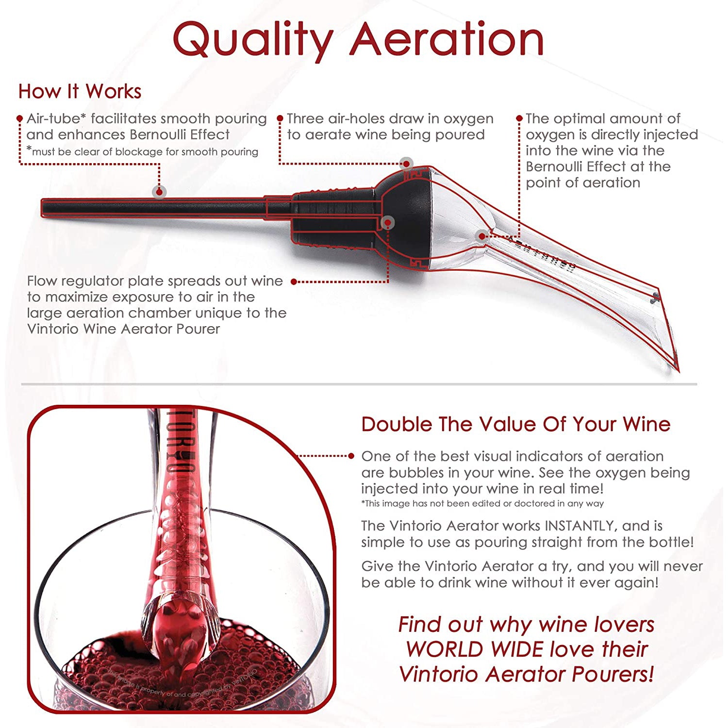 Vintorio Wine Aerator Pourer - Premium Aerating Pourer and Decanter Spout Cheap Affordable