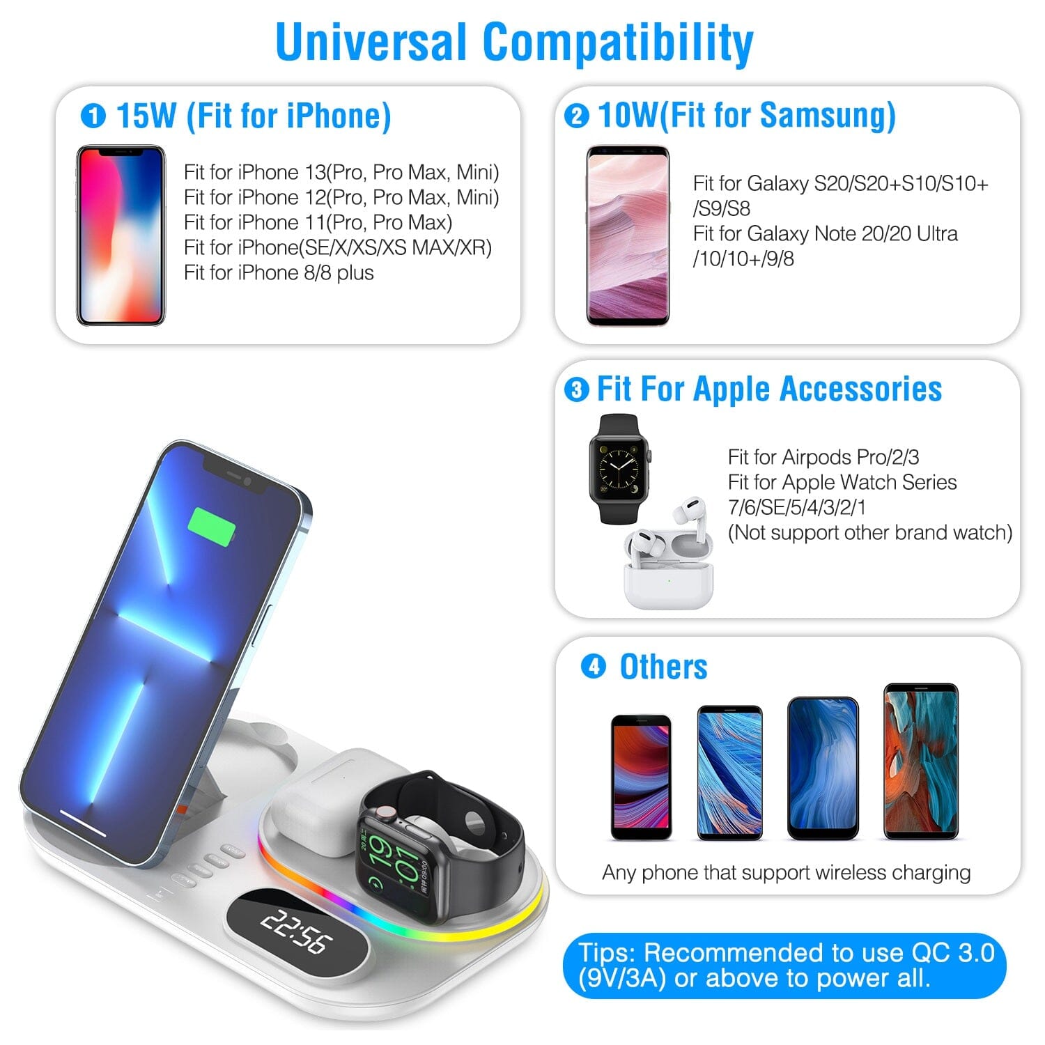 4-in-1 Foldable Wireless Charging Station Stand Dock Inexpensive Cheap Online