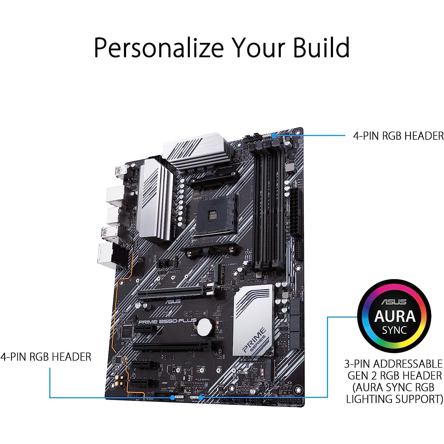 ASUS Prime B550-PLUS AMD AM4 Zen 3 Ryzen 5000 & 3rd Gen Ryzen ATX Motherboard (PCIe 4.0, ECC Memory, 1Gb LAN, HDMI 2.1, DisPlayPort 1.2 (4K@60HZ), Addressable Gen 2 RGB Header and Aura Sync) (Refurbis Visit Online