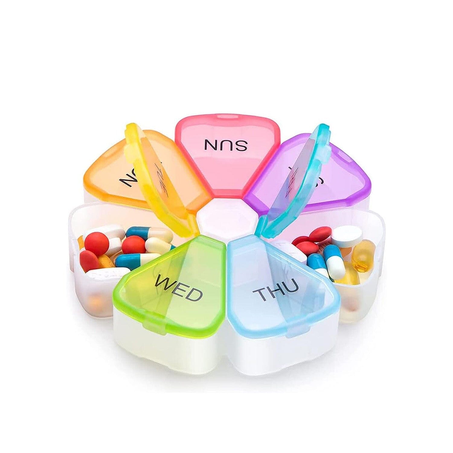 Colorful 7 Day Pills And Vitamins Organizer With Large Compartments Free Shipping Low Pice