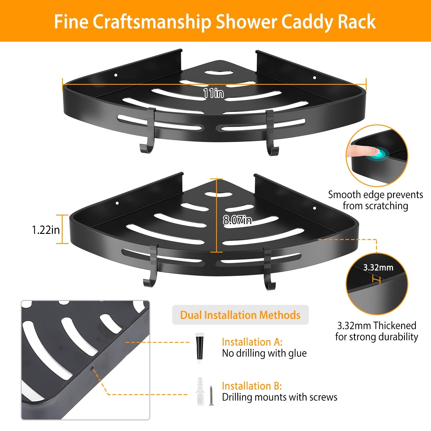 2-Piece: Corner Shower Caddy Shelf Genuine For Sale