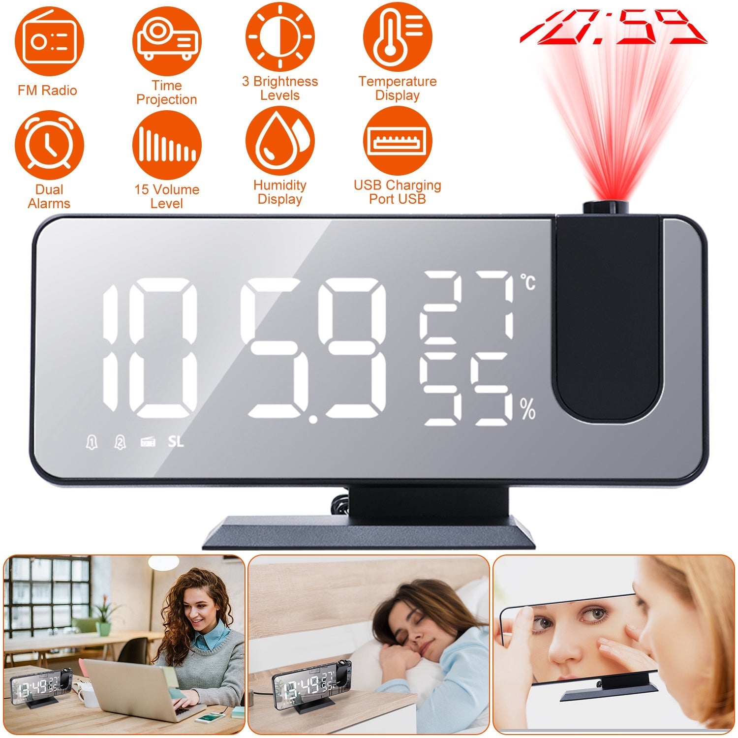 Projection Alarm Clock with Radio Function Cheap Sale Footlocker Pictures