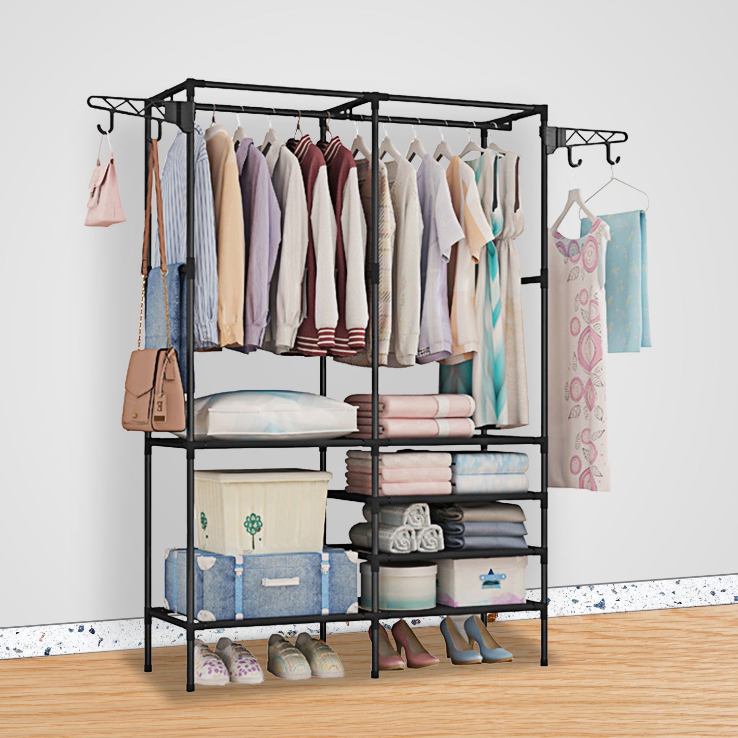 Metal Garment Rack Shoe Clothing Organizer Shelves Wholesale Pice For Sale