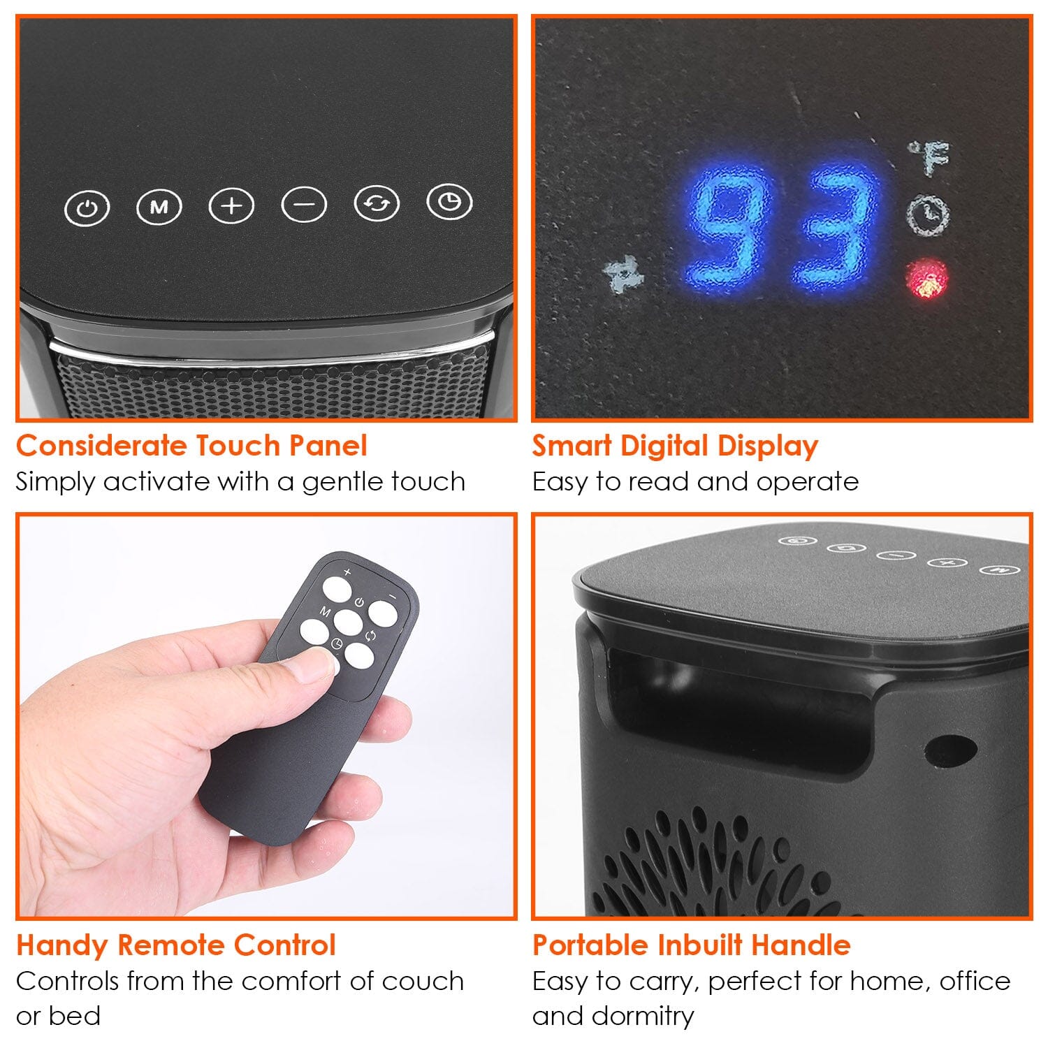 1500W Electric Space Heater Ceramic Heater Fan with 3 Modes Remote Control Digital Display Recommend Sale Online