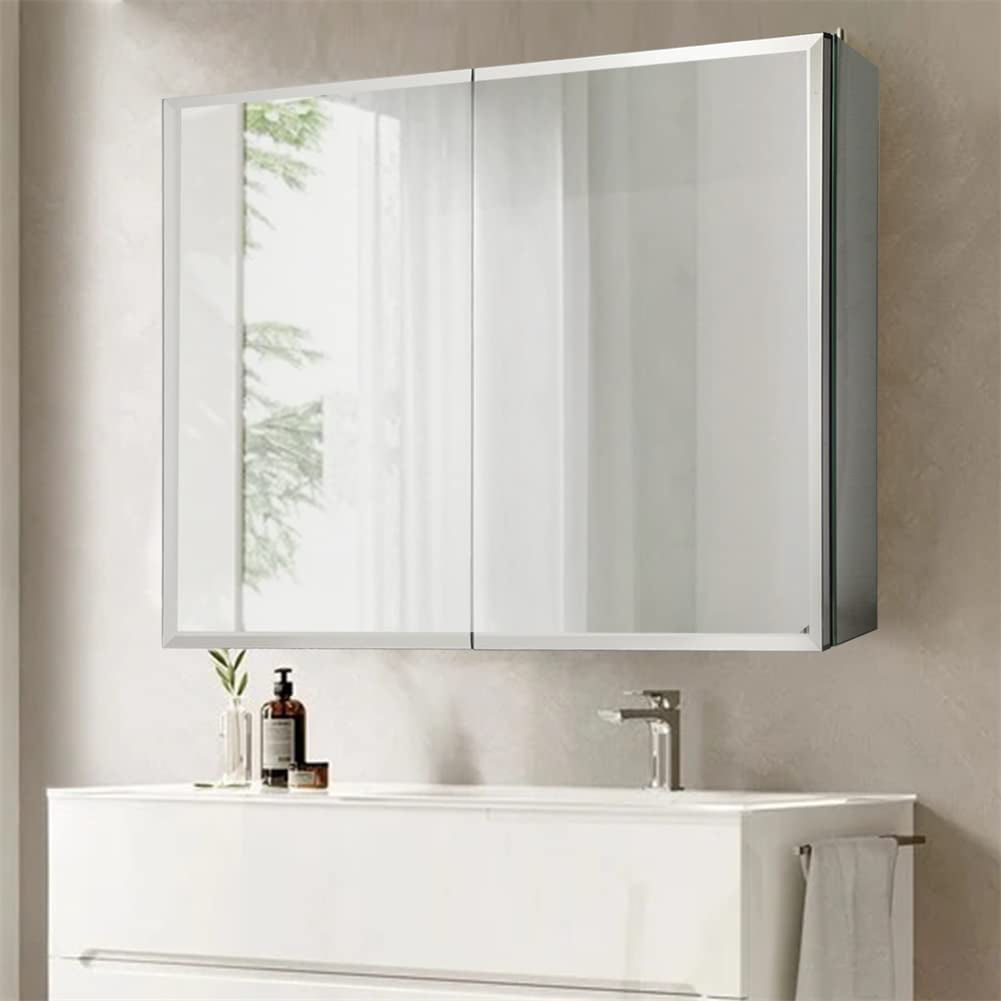 30 W X 26 H Aluminum Bathroom Mirror Medicine Cabinet with Dual Mirrors Cheap Extremely