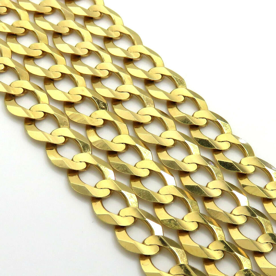 10K Solid Yellow Gold Curb Cuban Link Chain Pendant Necklace 7mm Cheap Pice Free Shipping