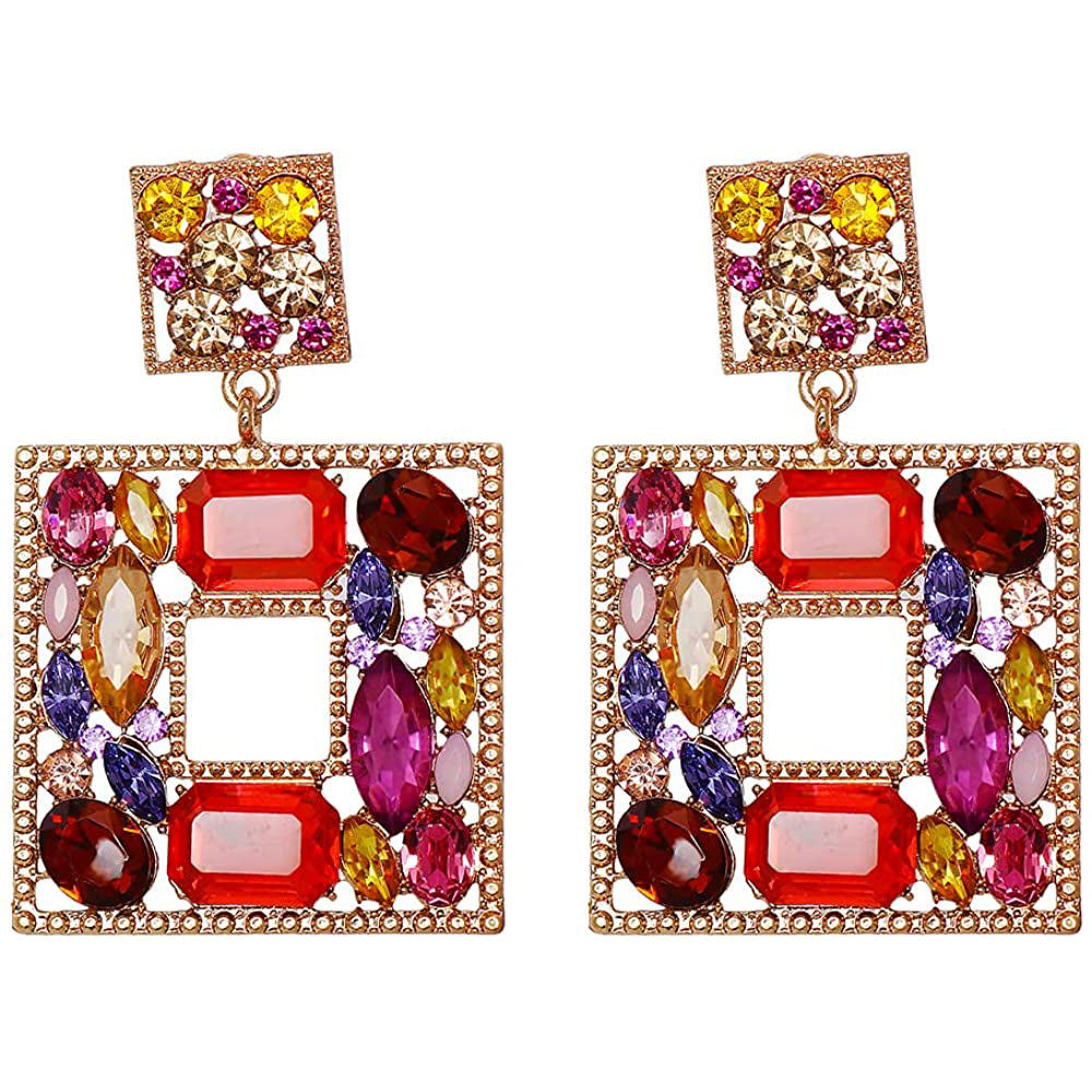 Rhinestone Square Drop Earrings Official For Sale