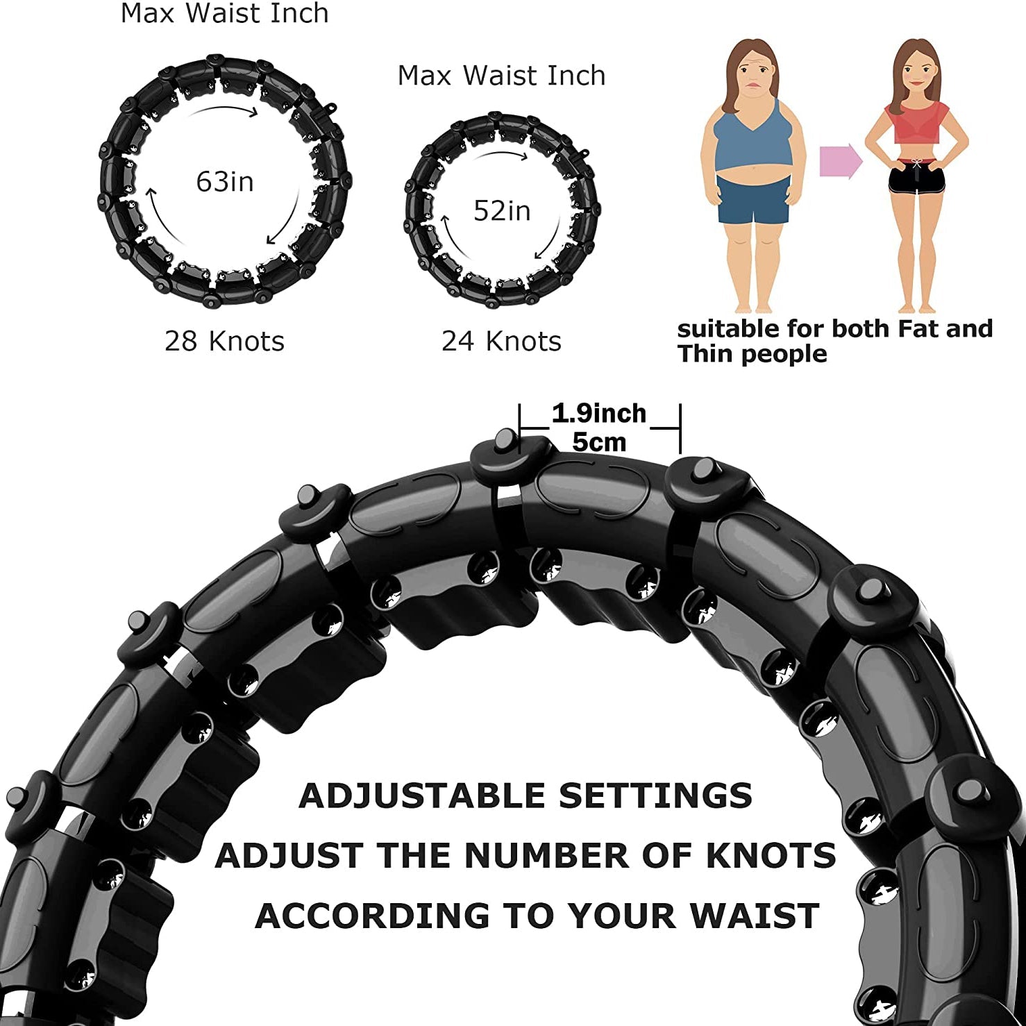 Upgraded Large Size Smart Weighted Exercise Hoola Hoops Discounts