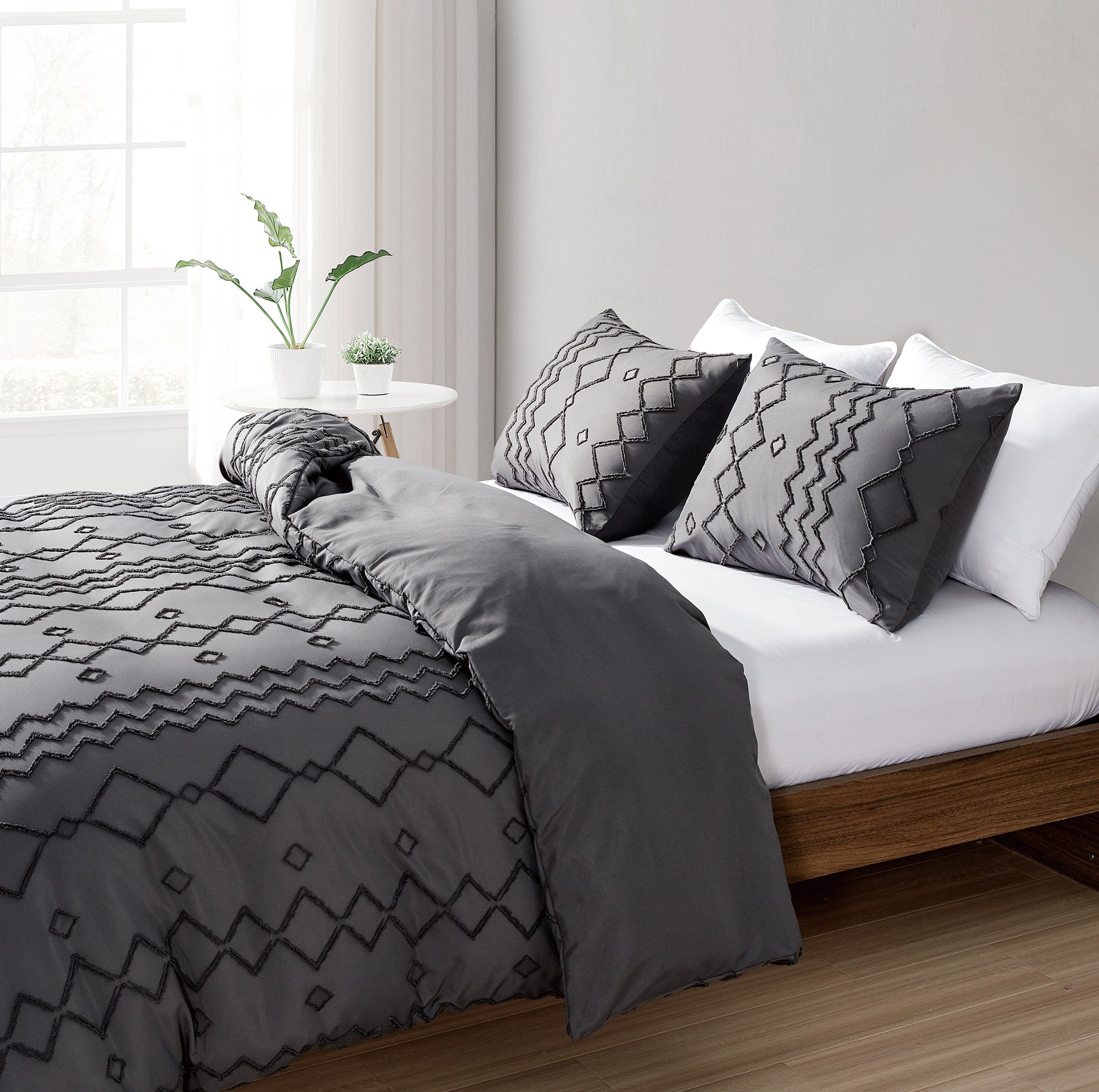 3-Piece Set: Bibb Home Tufted Clipped Duvet Cover Sale 2025 Newest