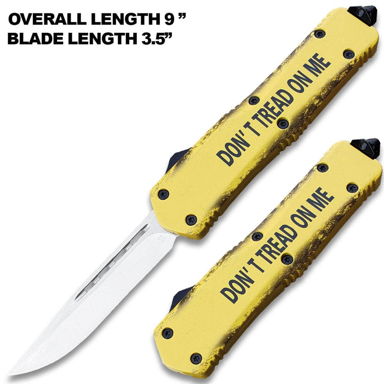 DON'T TREAD ON ME! Drop Point OTF Knife - Clip Plain USA OTFL-16YLW Free Shipping Sale Online