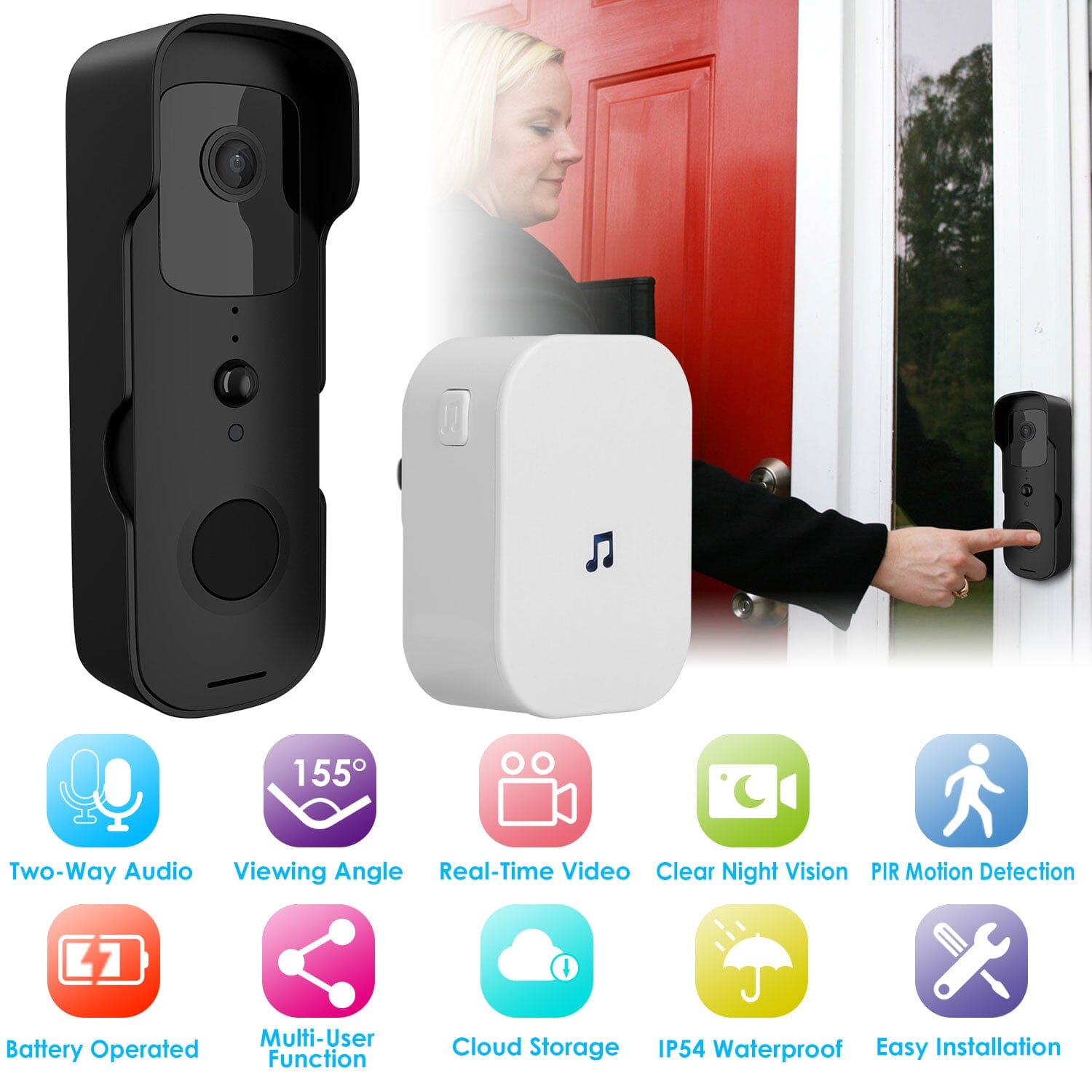 Wireless Smart WIFI Video Doorbell Two Way Audio Cheap Eastbay