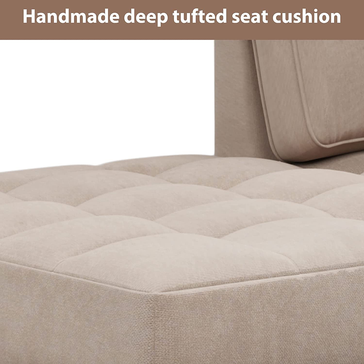 64 Deep Tufted Upholstered Textured Fabric Chaise Lounge Toss Pillow Included Free Shipping 2025 New