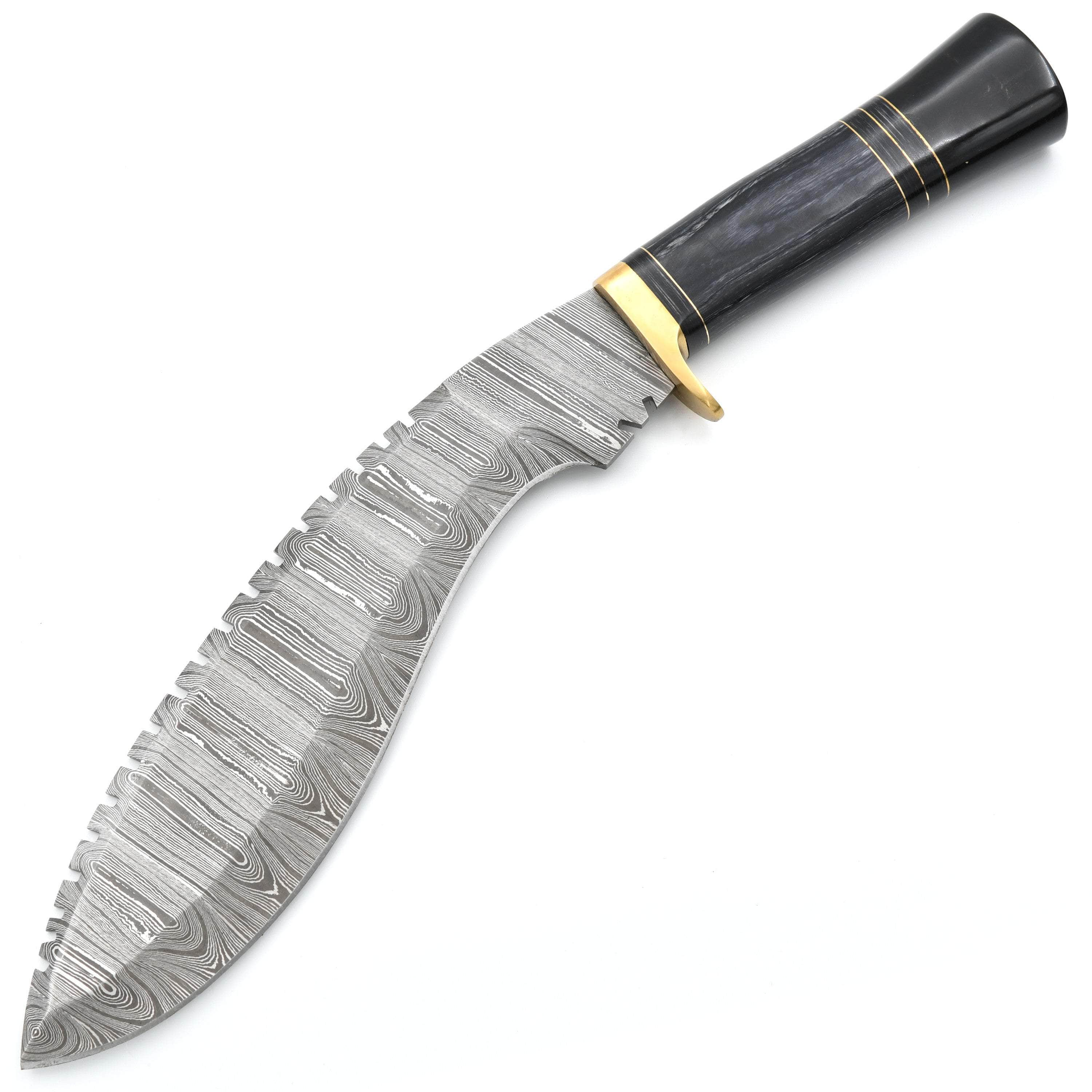 White Deer Damascus Kukri, 10 Blade, Wood & Buffalo Horn Handle, Sheath - DM-2206 Clearance Hot Sale