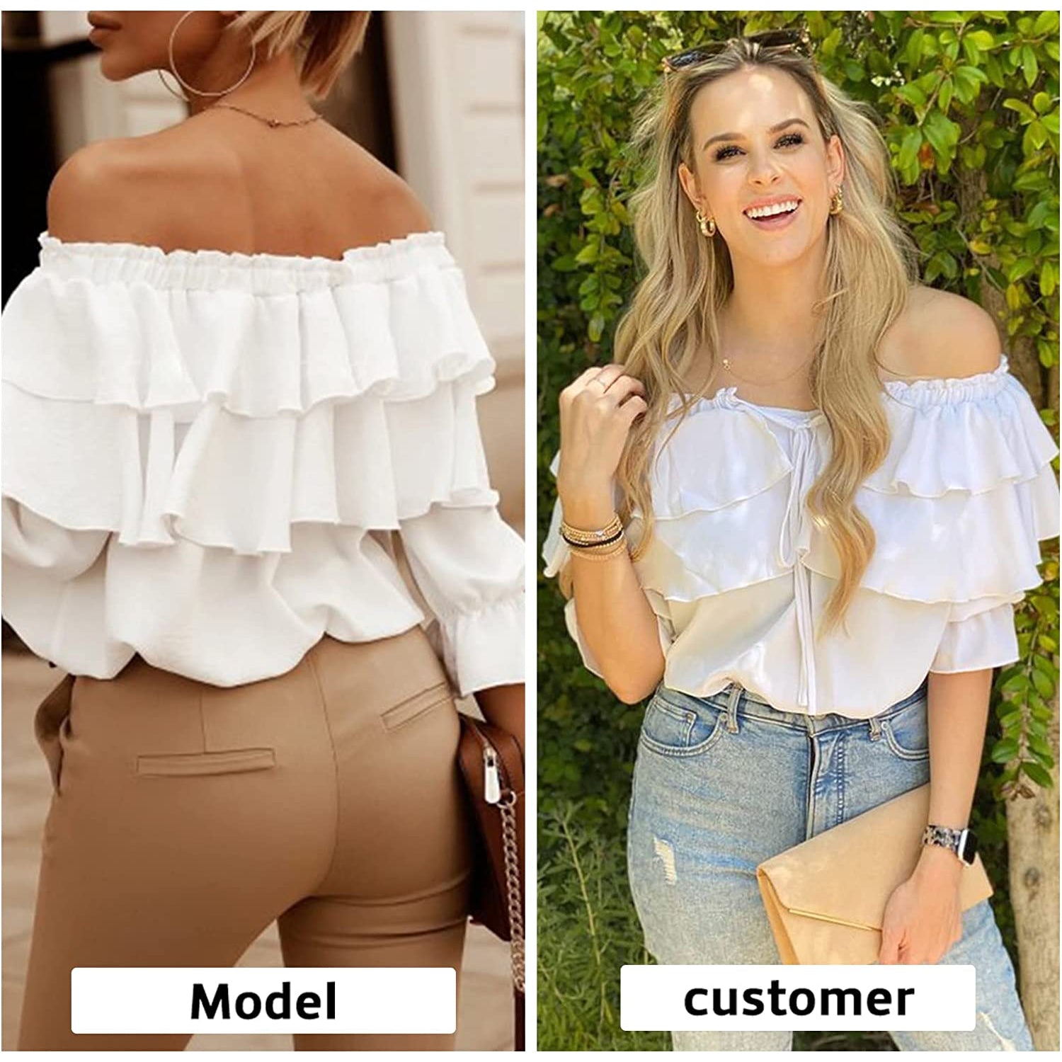 Women's Off Shoulder Ruffle Long Sleeve Shirt Casual Layered Top Free Shipping Pay With Visa