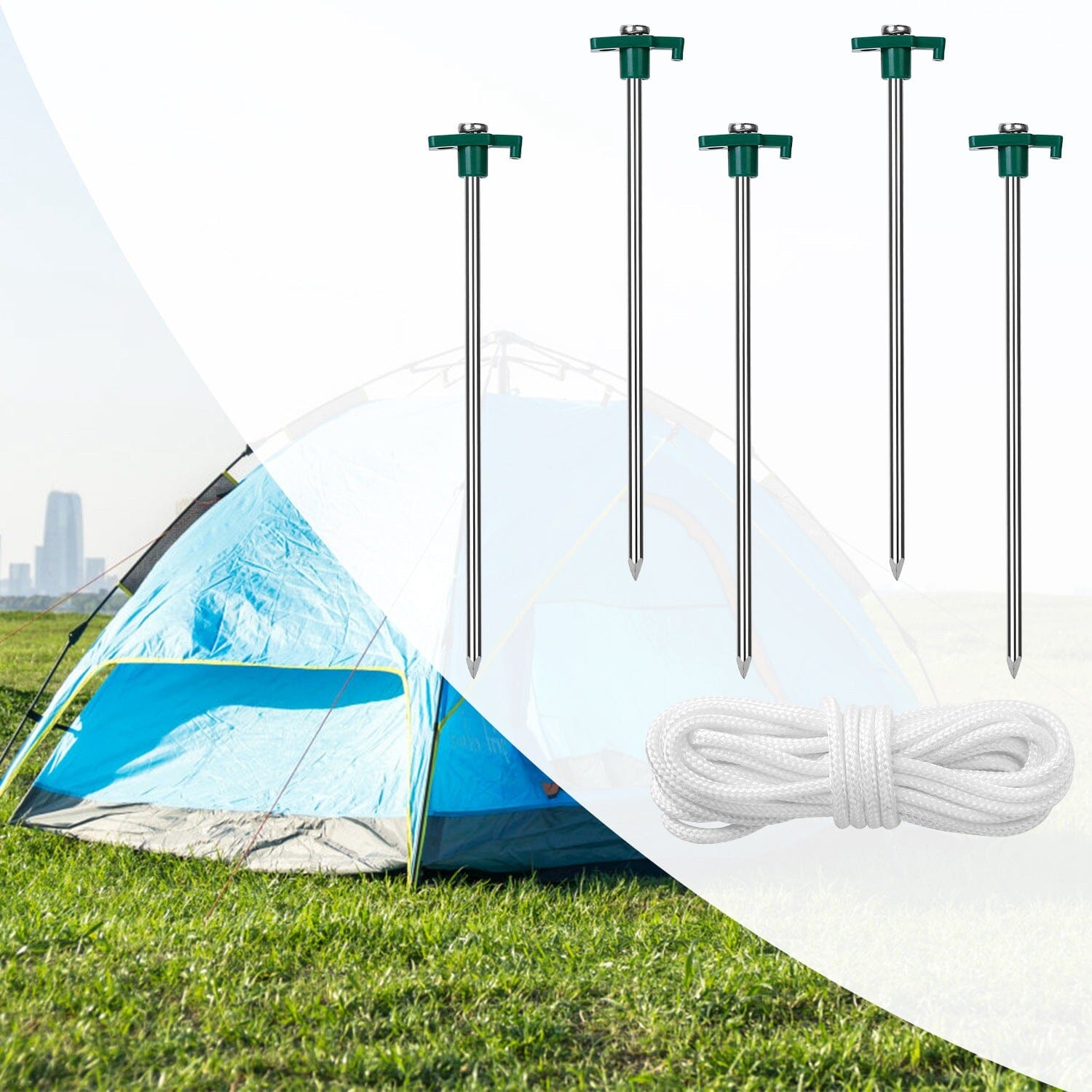 20-Piece: 9.8-Inch Tent Pegs Ropes Set Free Shipping Exclusive