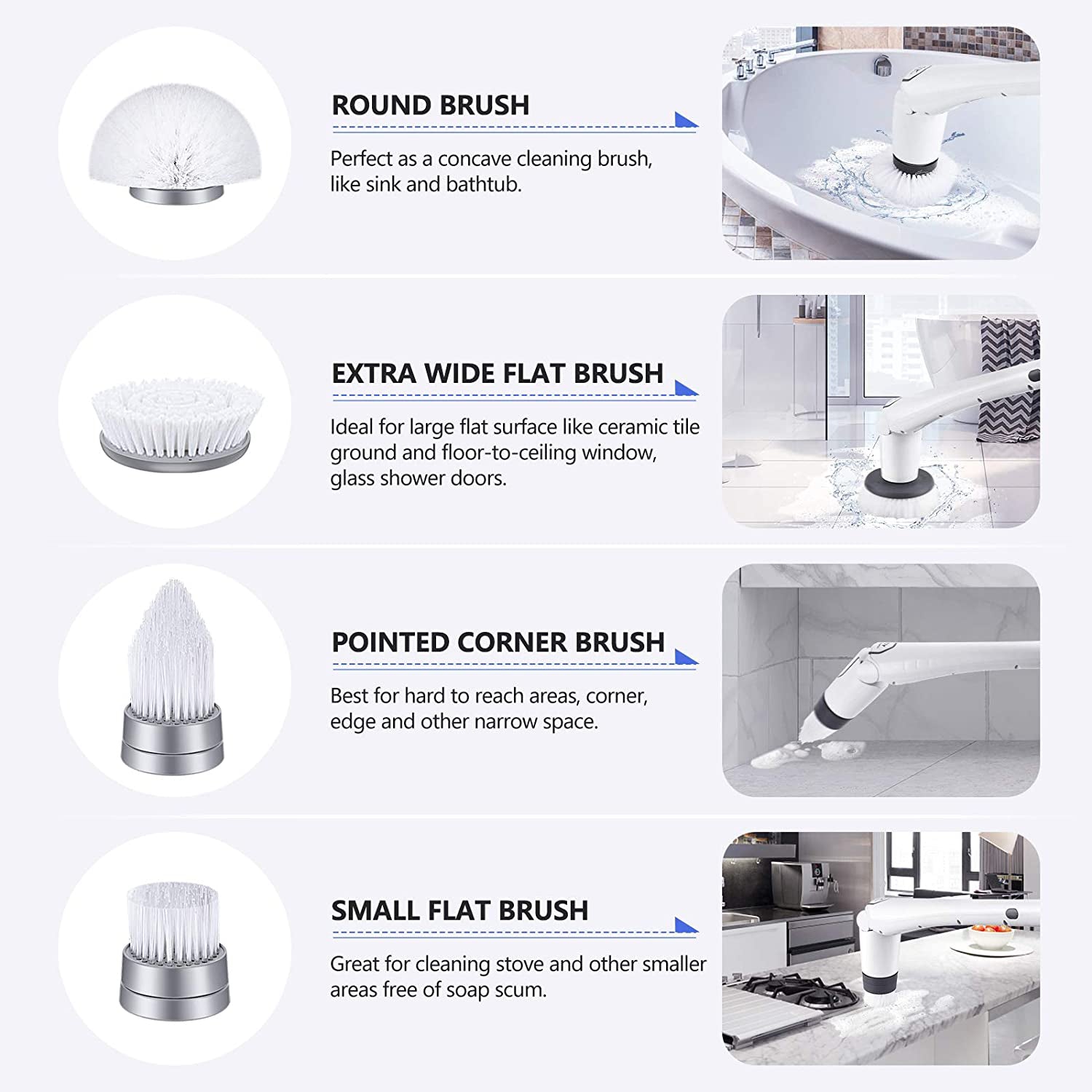 Tilswall Electric Spin Scrubber, Cordless Grout Shower 360 Power Bathroom Cleaner with 4 Replaceable Rotating Brush Heads Sale Best Seller