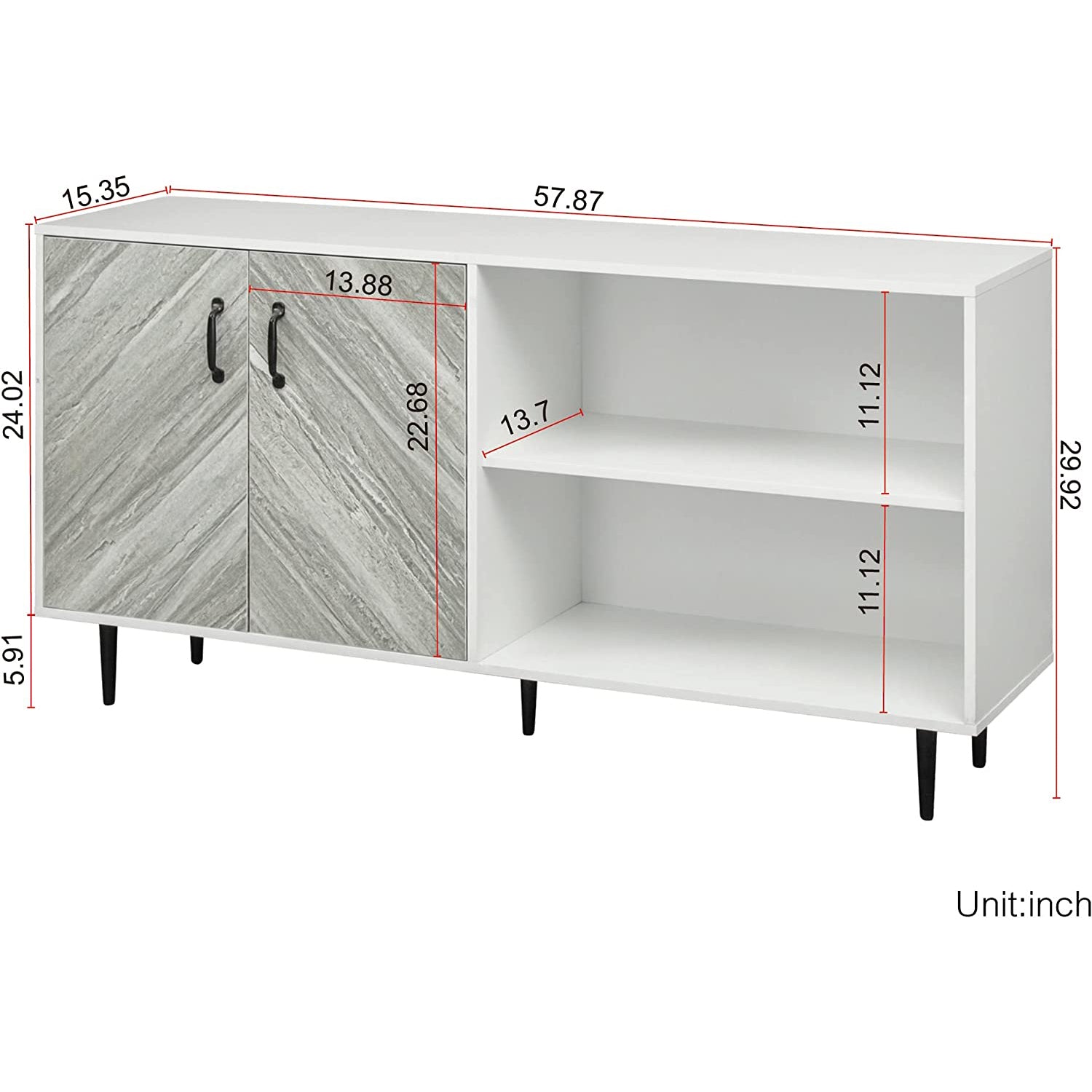 Cabinet with 2-Doors and 3-Open Shelves Online Online Cheap Pice