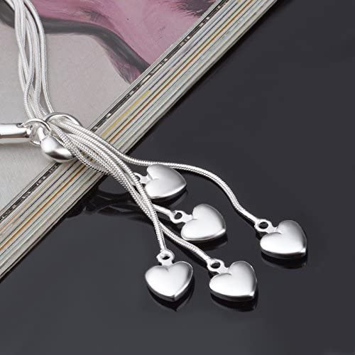 .925 Sterling Silver Five-Line Chain with Five-Heart Bracelet Sale Online Cheap