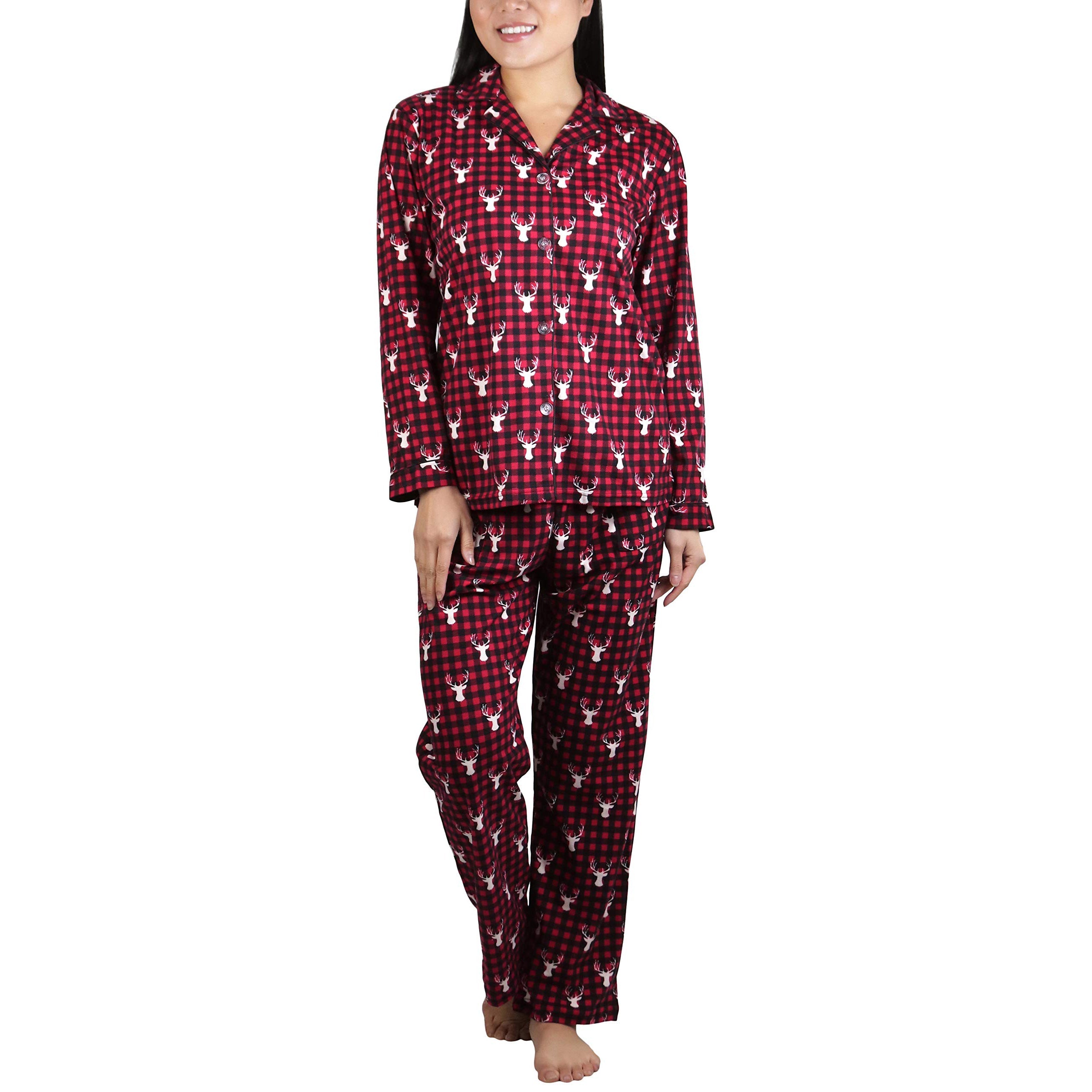 2-Piece Set: ToBeInStyle Women's Long Sleeve Button Down Top and Drawstring Bottom Pajama Set Cheap View