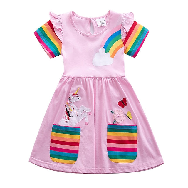 Kids Little Girls' Knee-length Short Sleeve Dress Free Shipping With Paypal