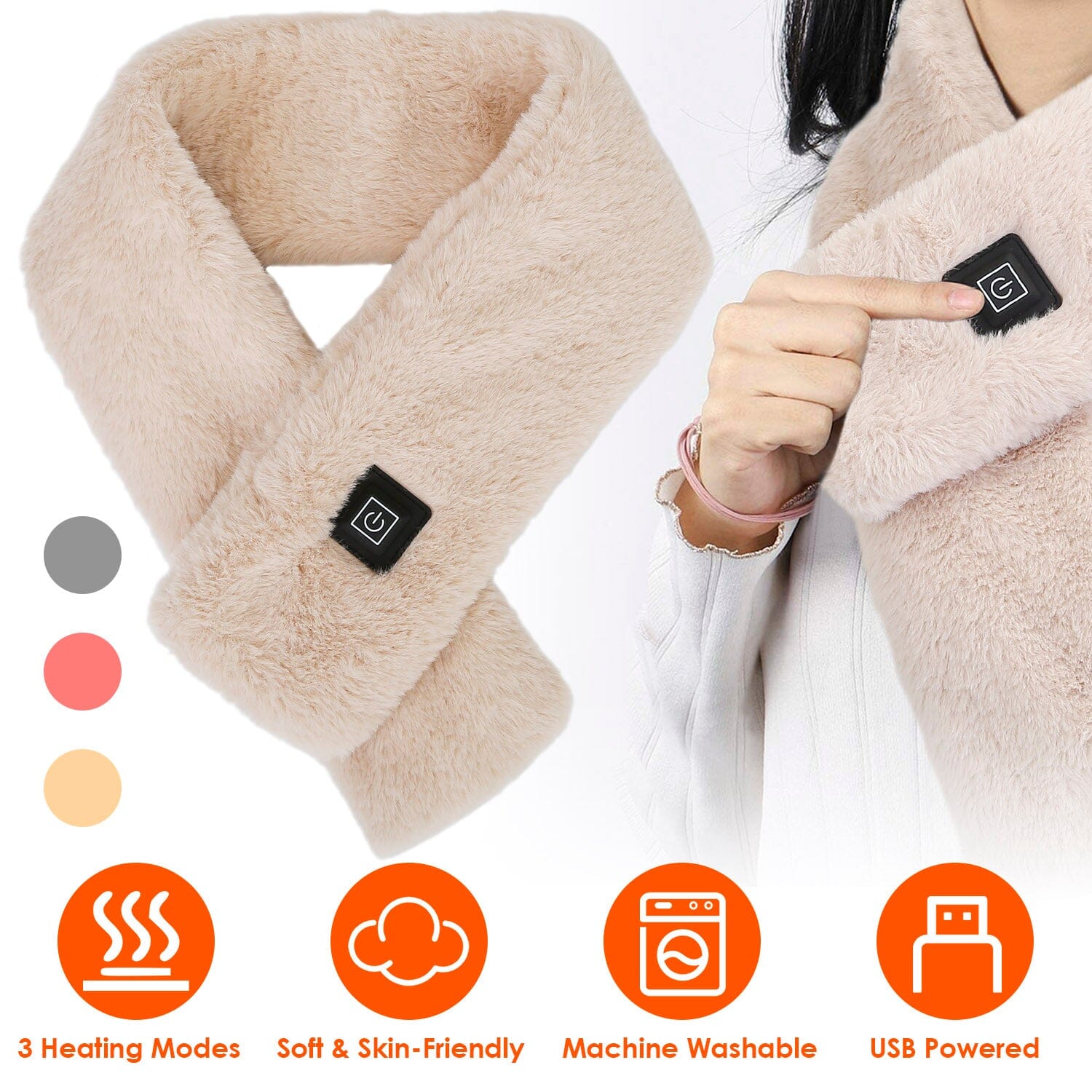 Electric Heated Scarf USB Heating Neck Shawl Soft Warm Scarves with 3 Heating Modes Cheap Brand New Unisex