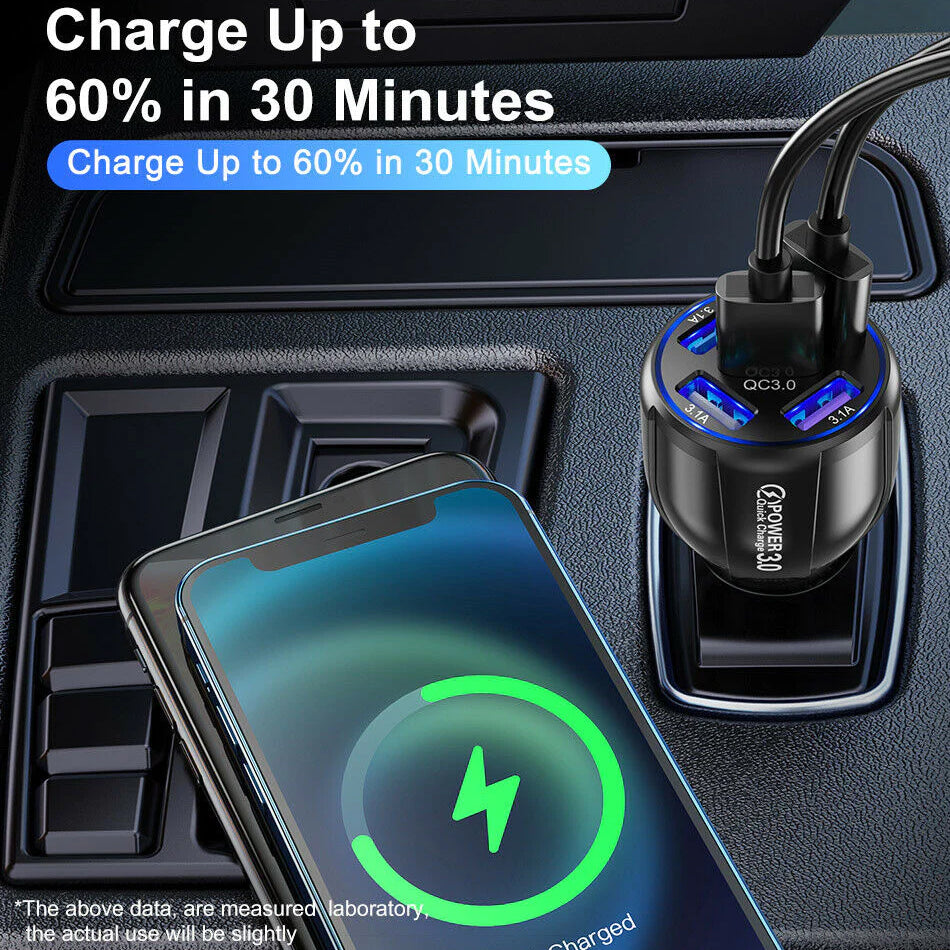 5 Port USB Fast Car Charger with LED Display Grey Outlet Store Online