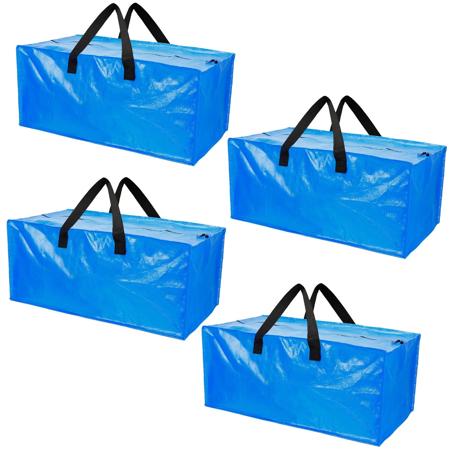 4-Pieces: Reusable Plastic Totes Blue Moving Bin Zippered Storage Bag Outlet Store Cheap Online