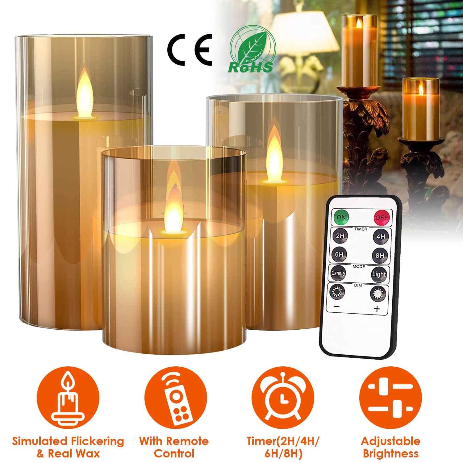 3-Pack: Flameless Battery Operated Candles Store Sale