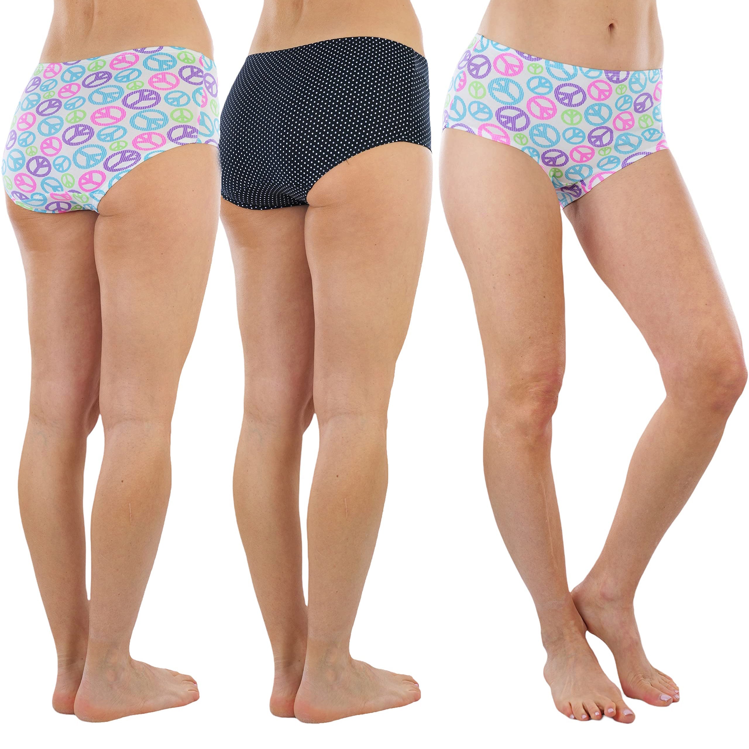 6-Pack: ToBeInStyle Women's High Waisted Peace and Polka Dot Gridle Panties Order