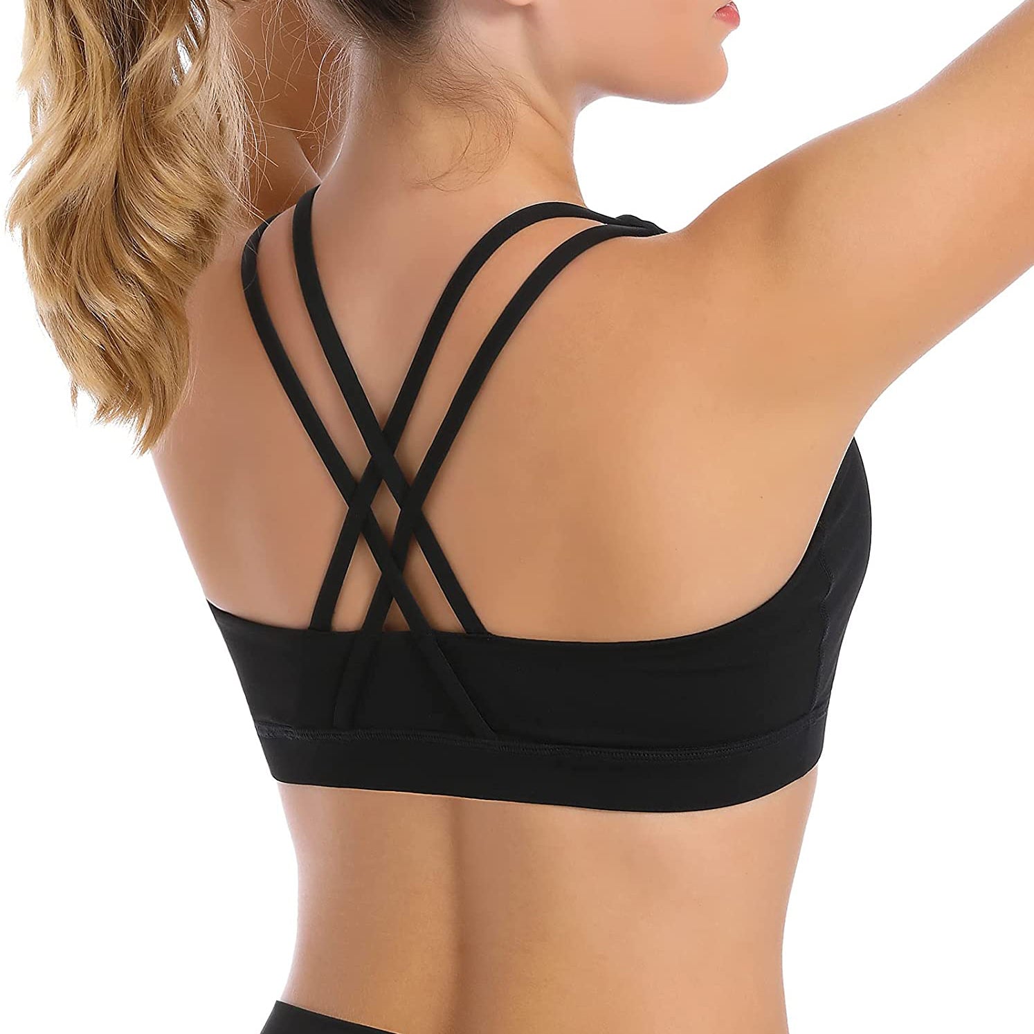 Criss-Cross Back Padded Strappy Sports Bras Medium Support Yoga Bra with Removable Cups Cheap Sale Latest Collections